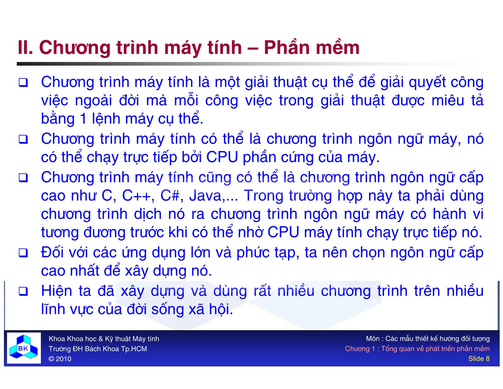 Bài giảng Các mẫu thiết kế hướng đối tượng - Chương 1: Tổng quan về phát triển phần mềm trang 8