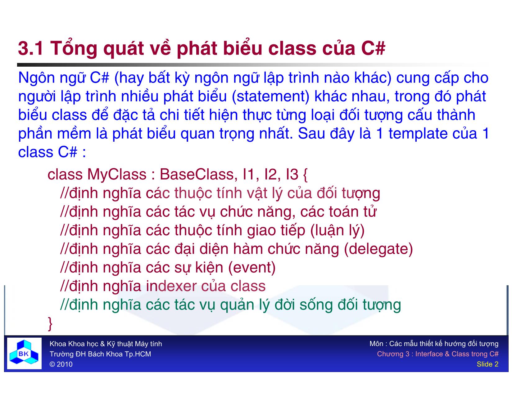 Bài giảng Các mẫu thiết kế hướng đối tượng - Chương 3: Interface và Class trong C# trang 2