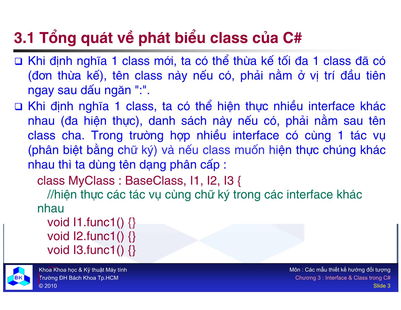 Bài giảng Các mẫu thiết kế hướng đối tượng - Chương 3: Interface và Class trong C# trang 3