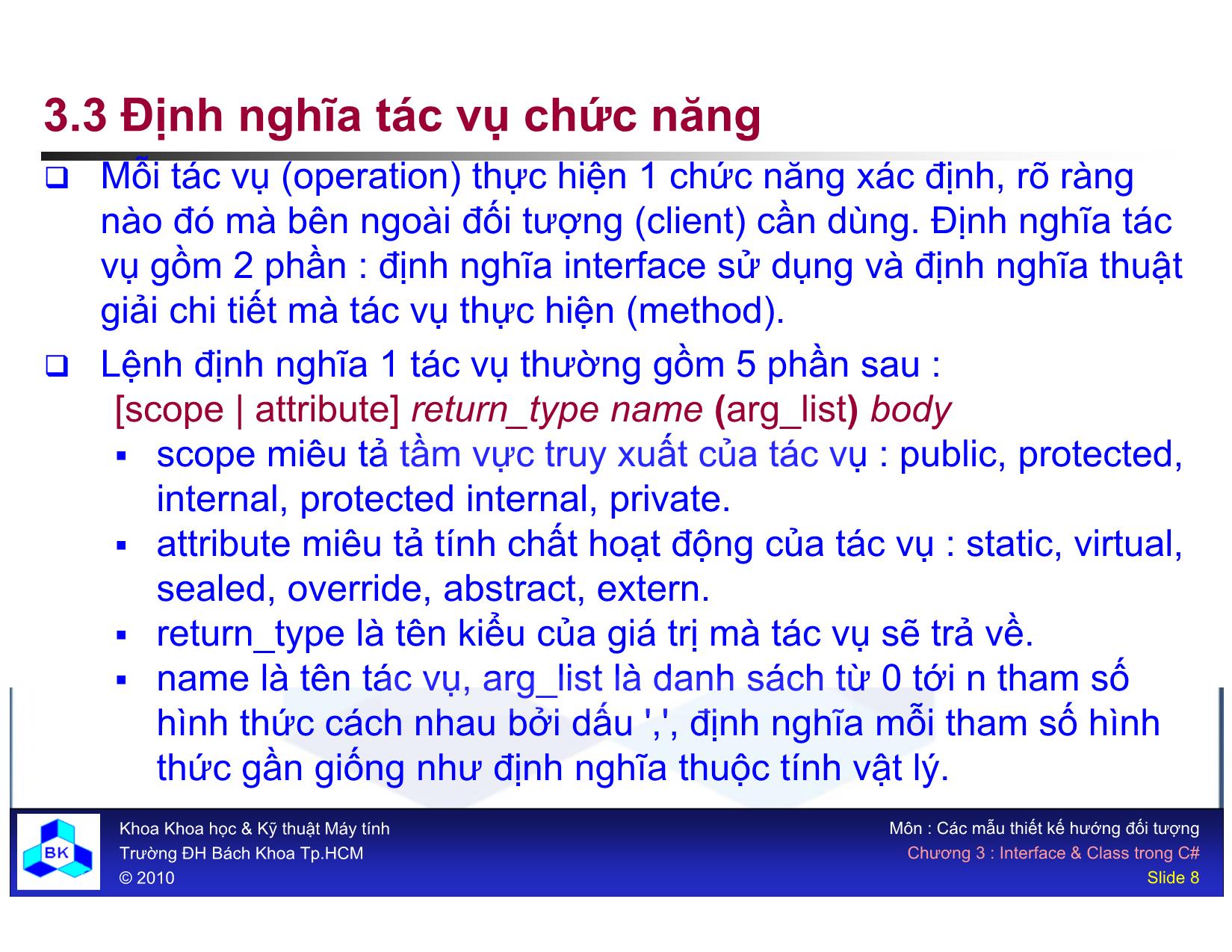 Bài giảng Các mẫu thiết kế hướng đối tượng - Chương 3: Interface và Class trong C# trang 8