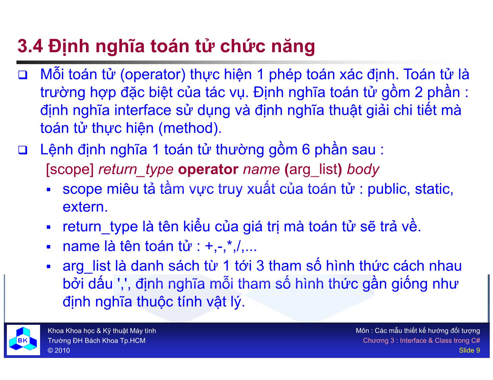 Bài giảng Các mẫu thiết kế hướng đối tượng - Chương 3: Interface và Class trong C# trang 9