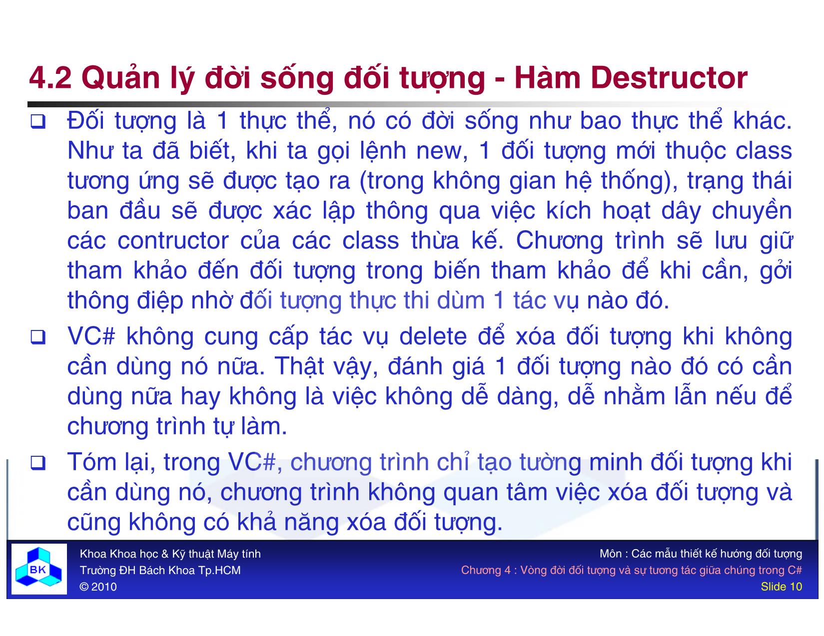 Bài giảng Các mẫu thiết kế hướng đối tượng - Chương 4: Vòng đời đối tượng và sự tương tác giữa chúng trang 10