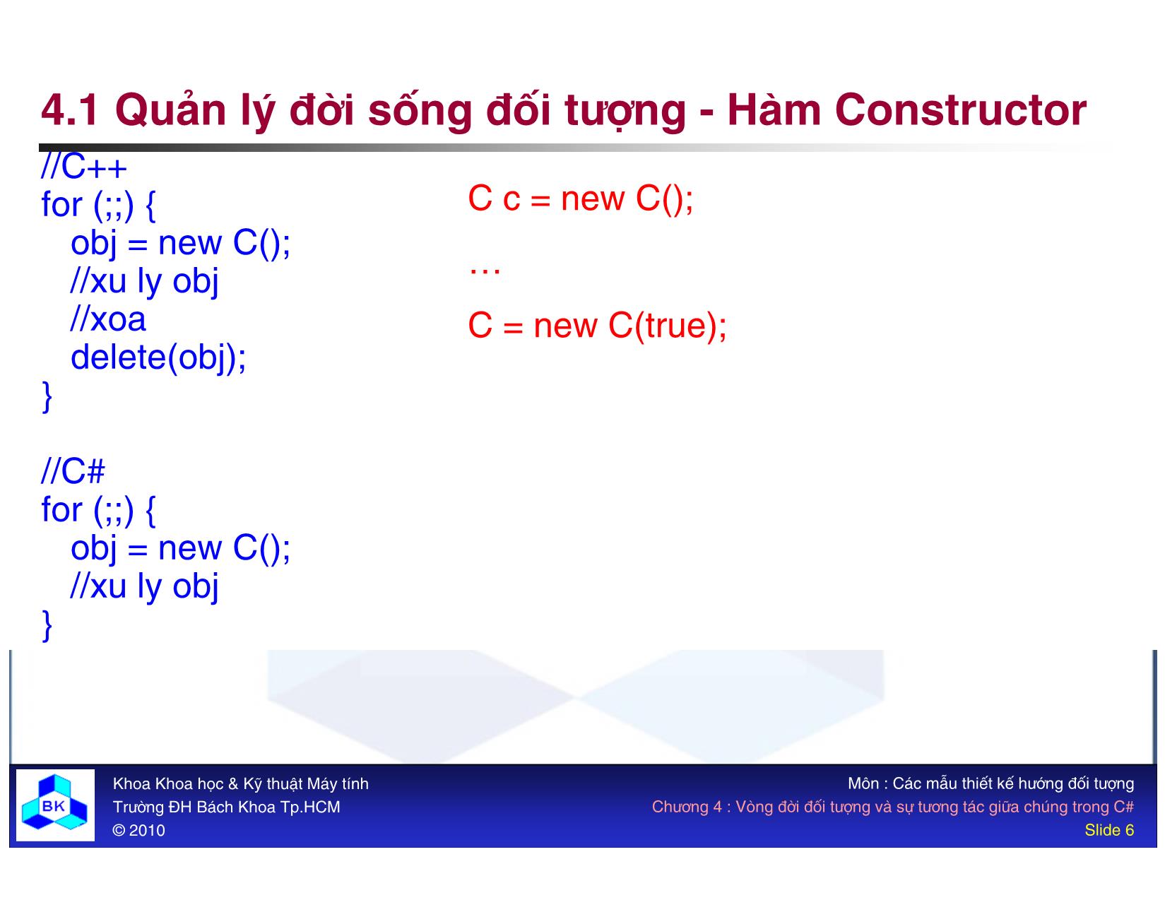 Bài giảng Các mẫu thiết kế hướng đối tượng - Chương 4: Vòng đời đối tượng và sự tương tác giữa chúng trang 6