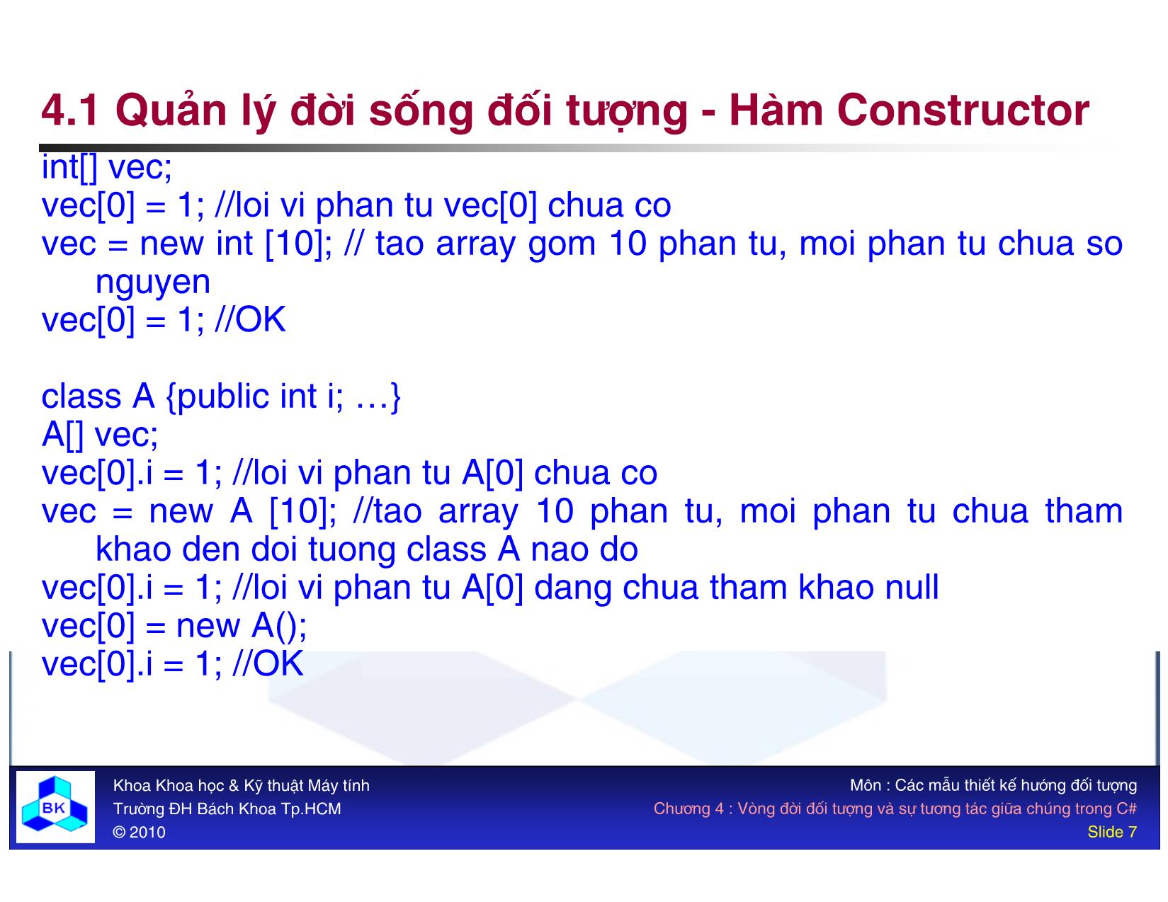 Bài giảng Các mẫu thiết kế hướng đối tượng - Chương 4: Vòng đời đối tượng và sự tương tác giữa chúng trang 7