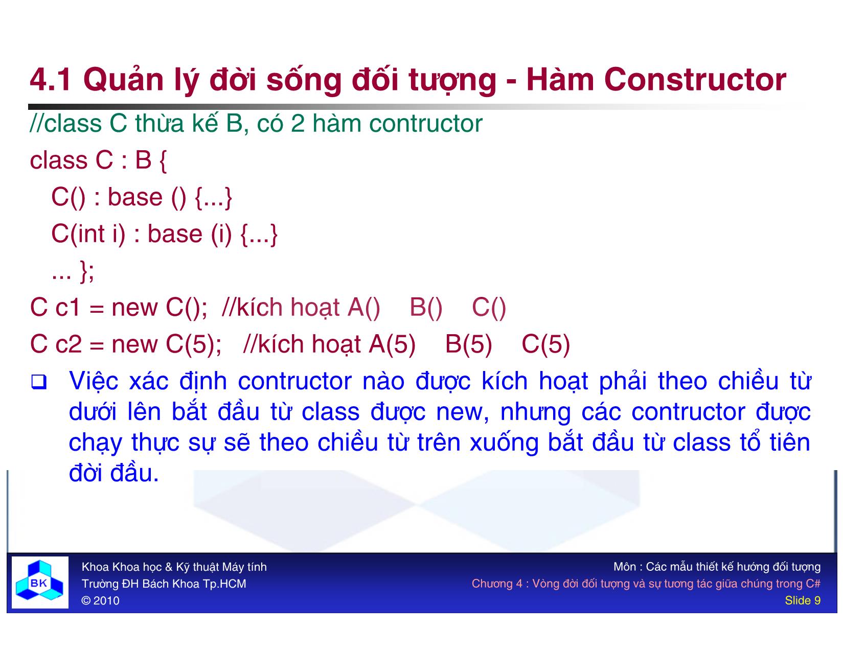 Bài giảng Các mẫu thiết kế hướng đối tượng - Chương 4: Vòng đời đối tượng và sự tương tác giữa chúng trang 9