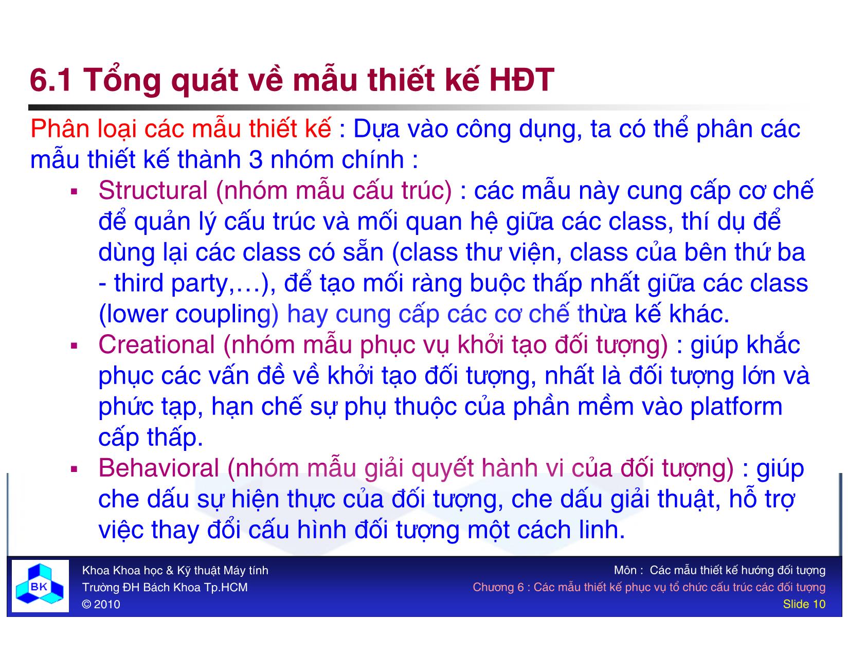 Bài giảng Các mẫu thiết kế hướng đối tượng - Chương 6: Các mẫu thiết kế phục vụ tổ chức cấu trúc các đối tượng trang 10