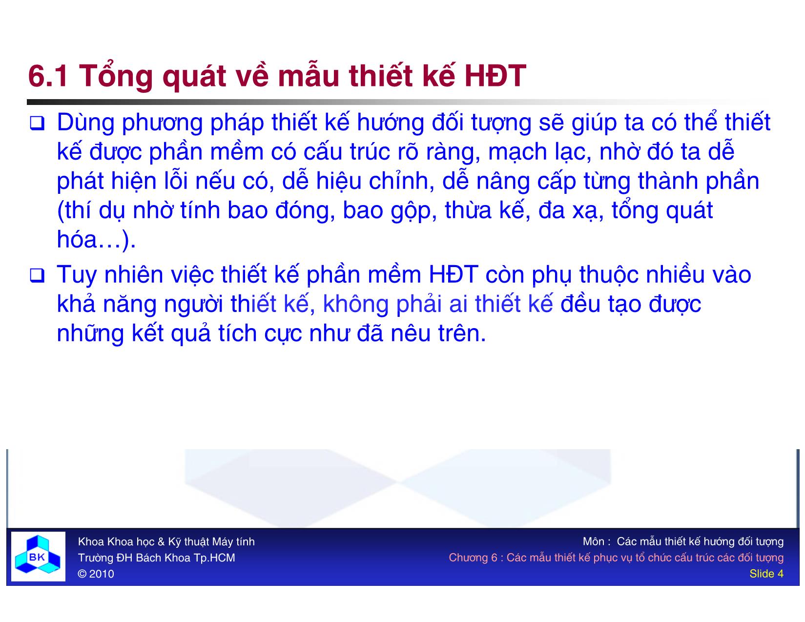 Bài giảng Các mẫu thiết kế hướng đối tượng - Chương 6: Các mẫu thiết kế phục vụ tổ chức cấu trúc các đối tượng trang 4