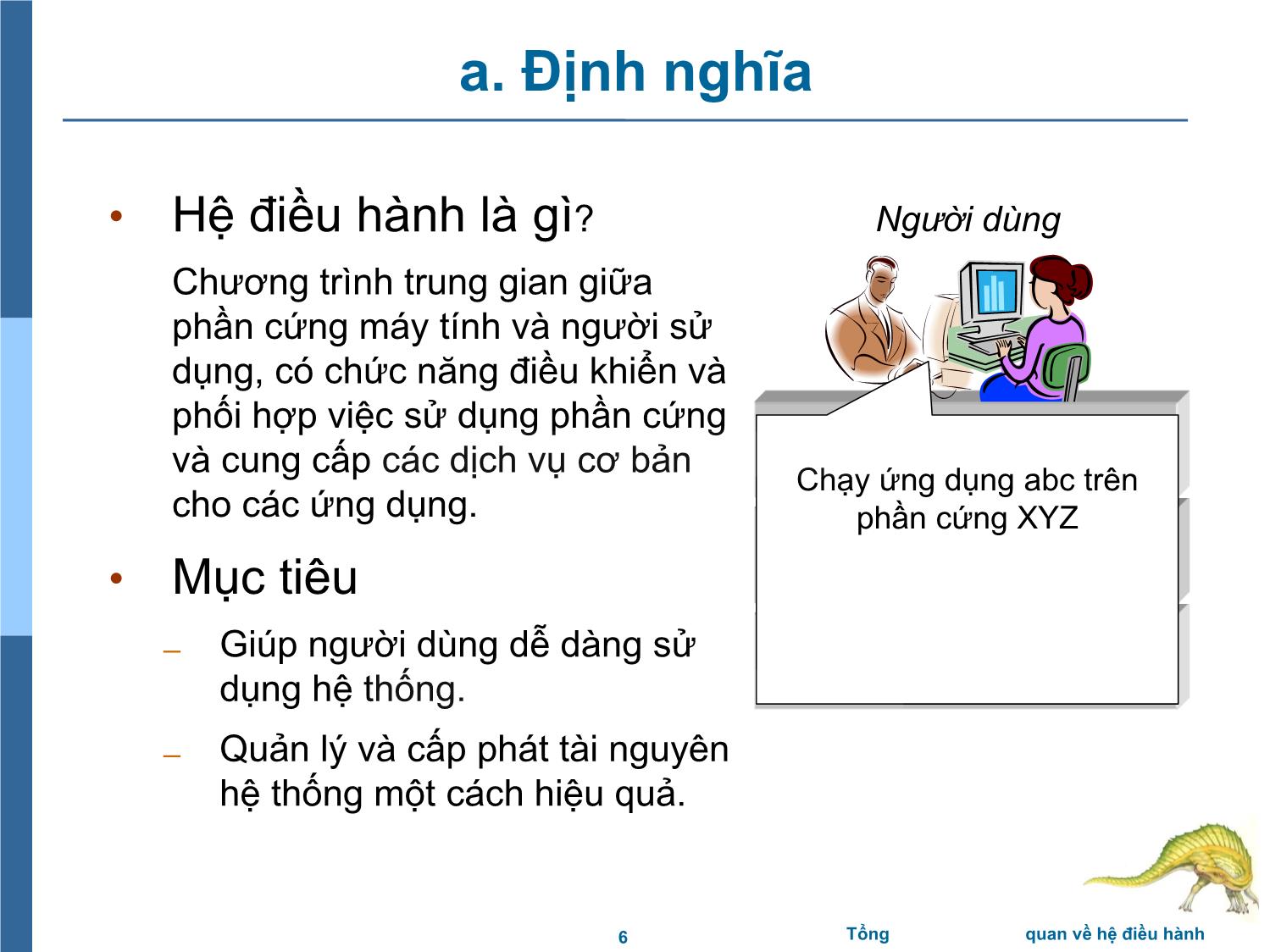 Bài giảng Hệ điều hành - Chương 1: Tổng quan về hệ điều hành - Trần Thị Như Nguyệt trang 6