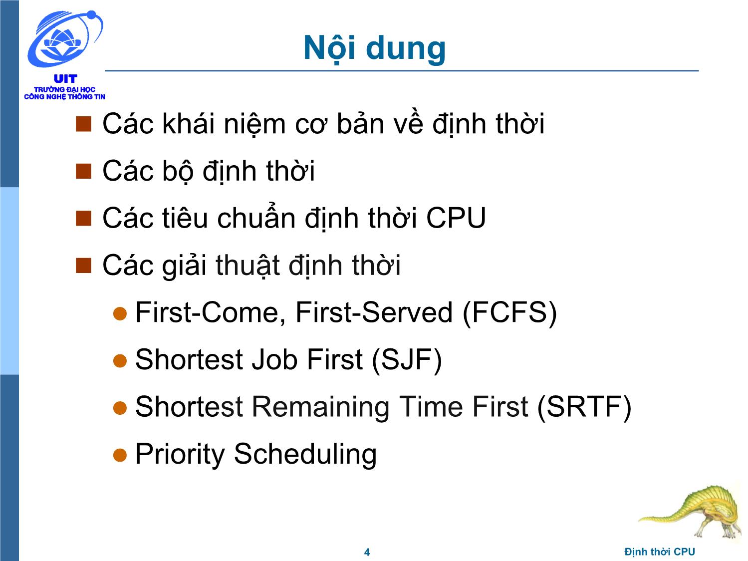 Bài giảng Hệ điều hành - Chương 4, Phần 1: Định thời CPU - Trần Thị Như Nguyệt trang 4