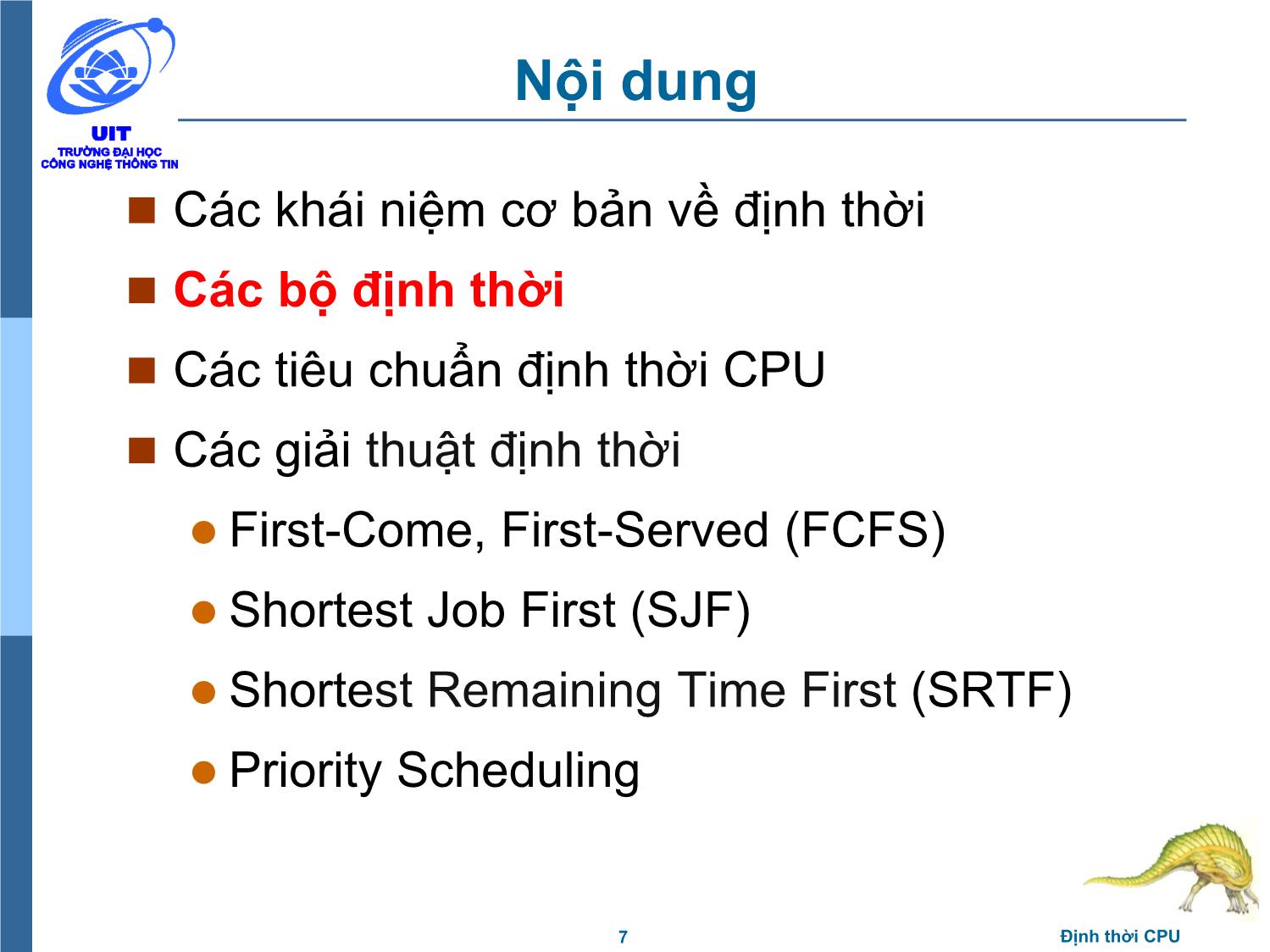 Bài giảng Hệ điều hành - Chương 4, Phần 1: Định thời CPU - Trần Thị Như Nguyệt trang 7