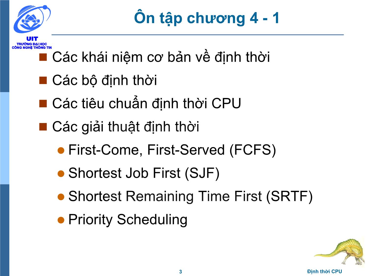 Bài giảng Hệ điều hành - Chương 4, Phần 2: Định thời CPU - Trần Thị Như Nguyệt trang 3