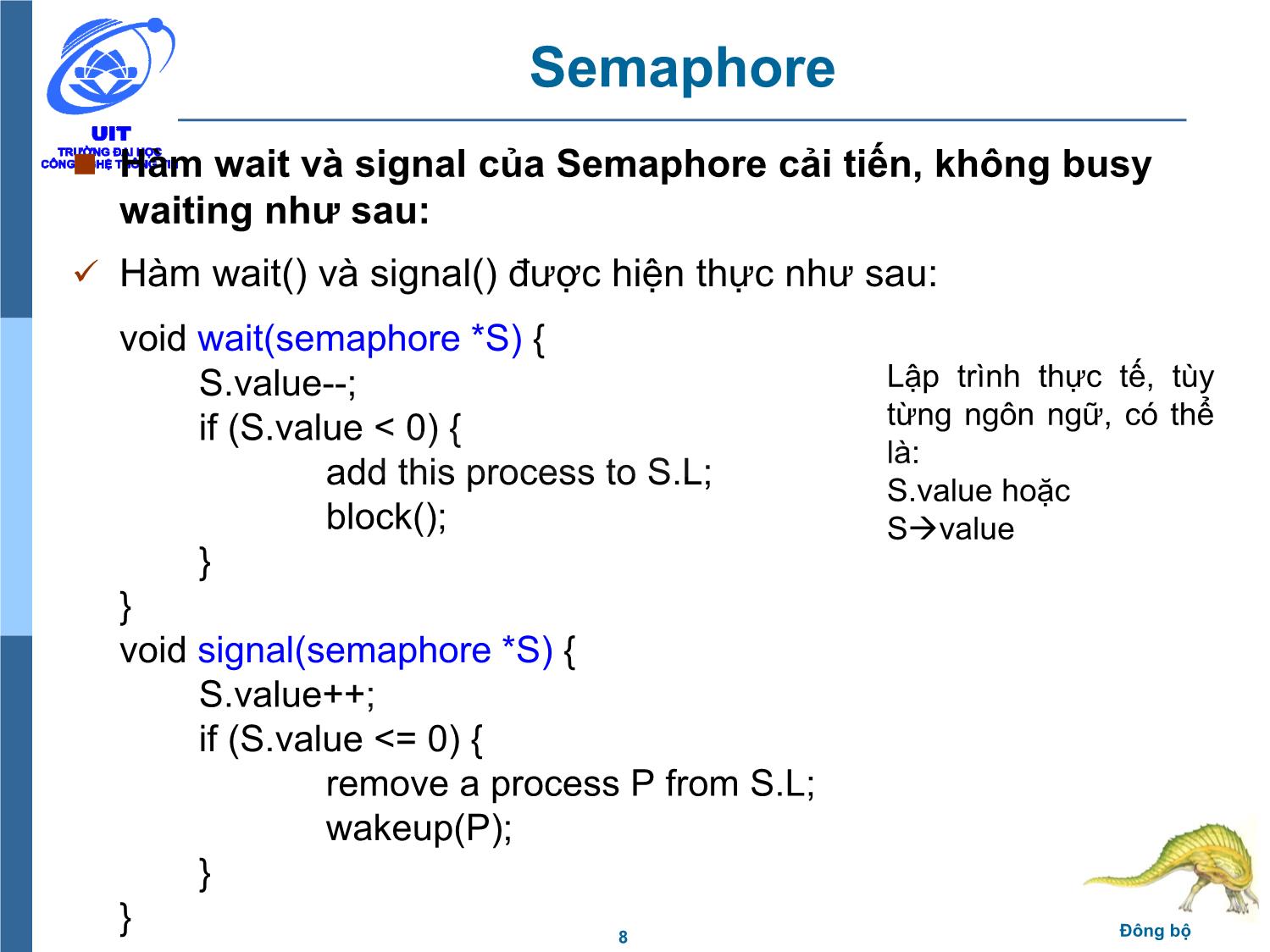 Bài giảng Hệ điều hành - Chương 5, Phần 3: Đồng bộ - Trần Thị Như Nguyệt trang 8