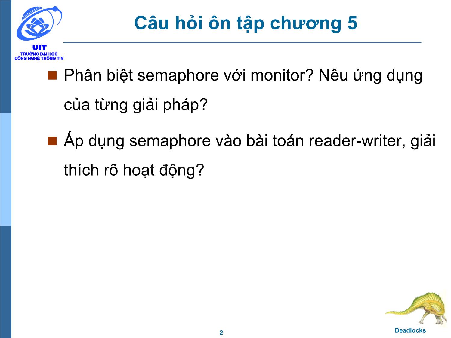 Bài giảng Hệ điều hành - Chương 6, Phần 1: Deadlocks - Trần Thị Như Nguyệt trang 2