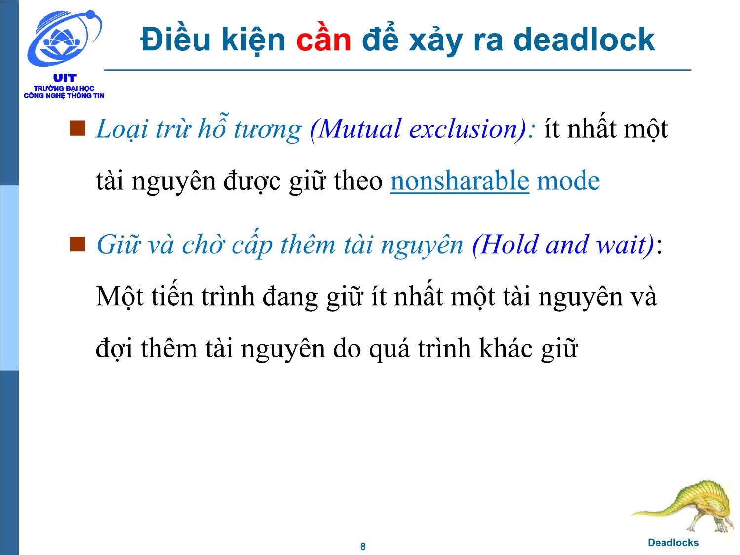 Bài giảng Hệ điều hành - Chương 6, Phần 1: Deadlocks - Trần Thị Như Nguyệt trang 8