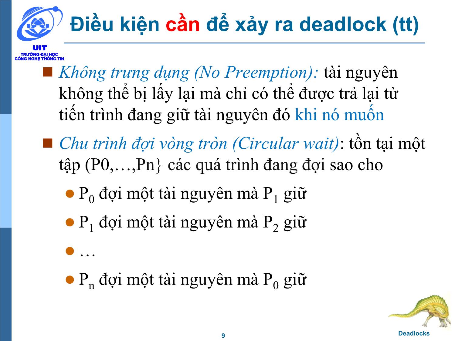 Bài giảng Hệ điều hành - Chương 6, Phần 1: Deadlocks - Trần Thị Như Nguyệt trang 9