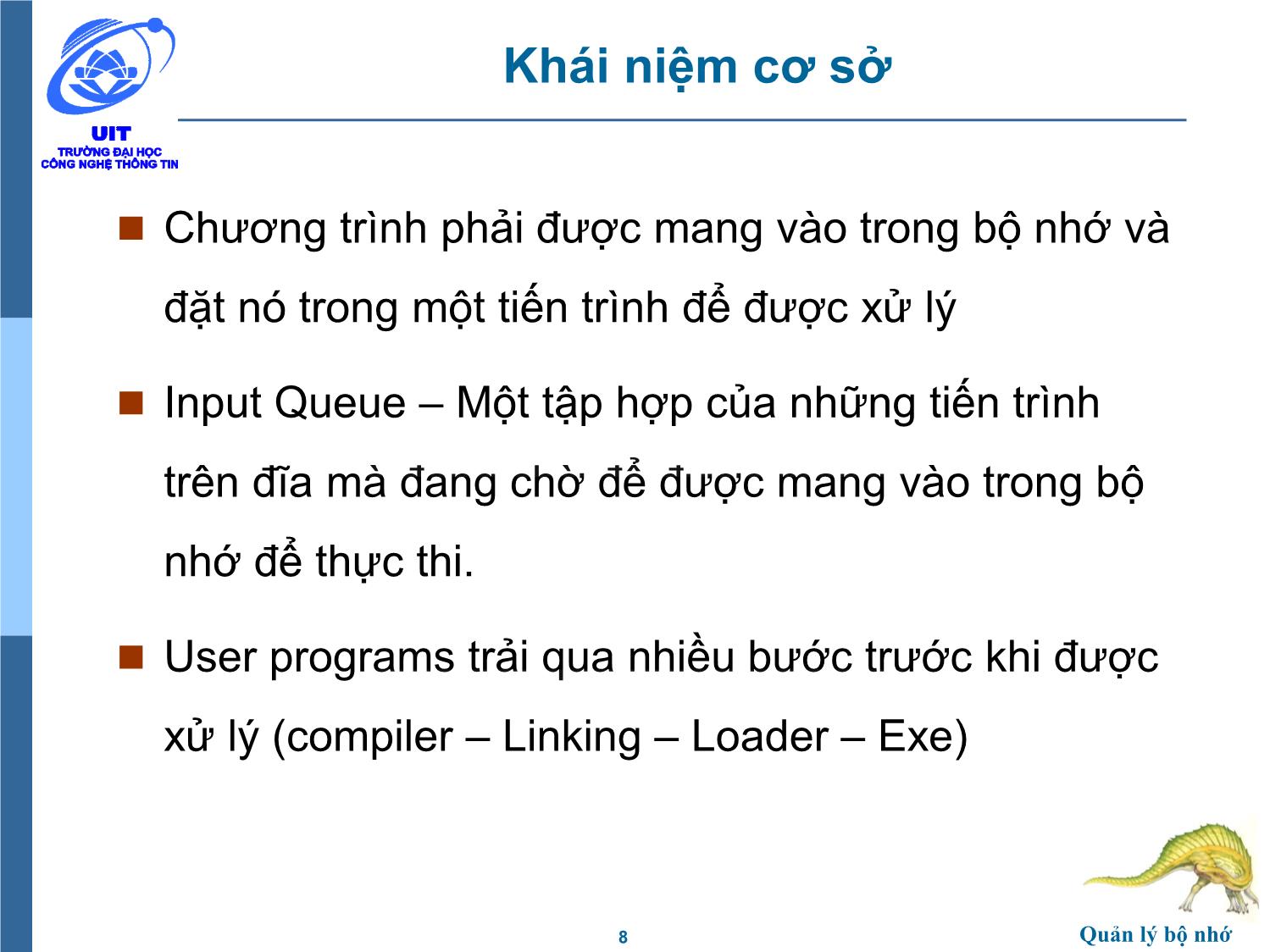 Bài giảng Hệ điều hành - Chương 7, Phần 1: Quản lý bộ nhớ - Trần Thị Như Nguyệt trang 8