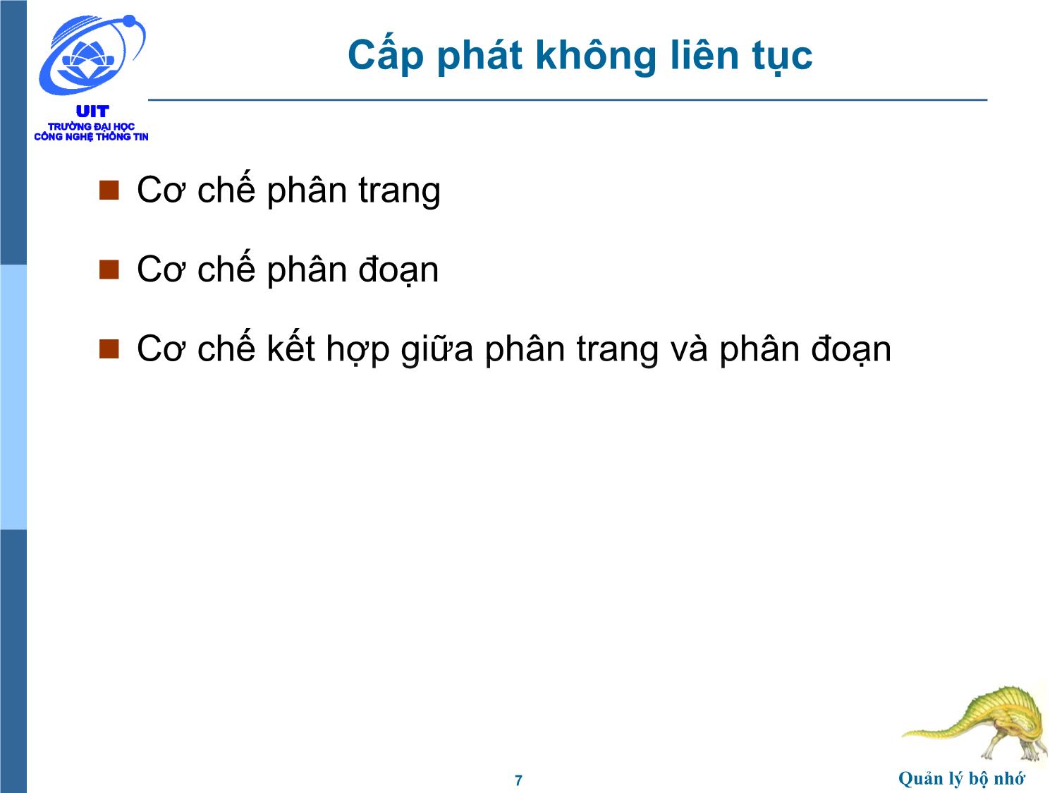 Bài giảng Hệ điều hành - Chương 7, Phần 2: Quản lý bộ nhớ - Trần Thị Như Nguyệt trang 7