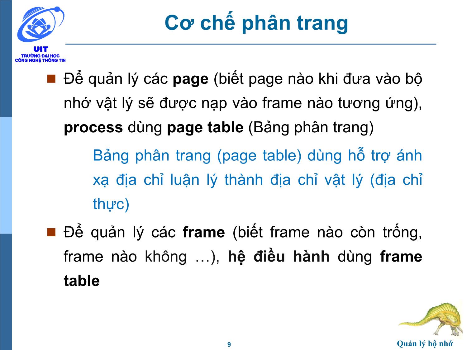 Bài giảng Hệ điều hành - Chương 7, Phần 2: Quản lý bộ nhớ - Trần Thị Như Nguyệt trang 9