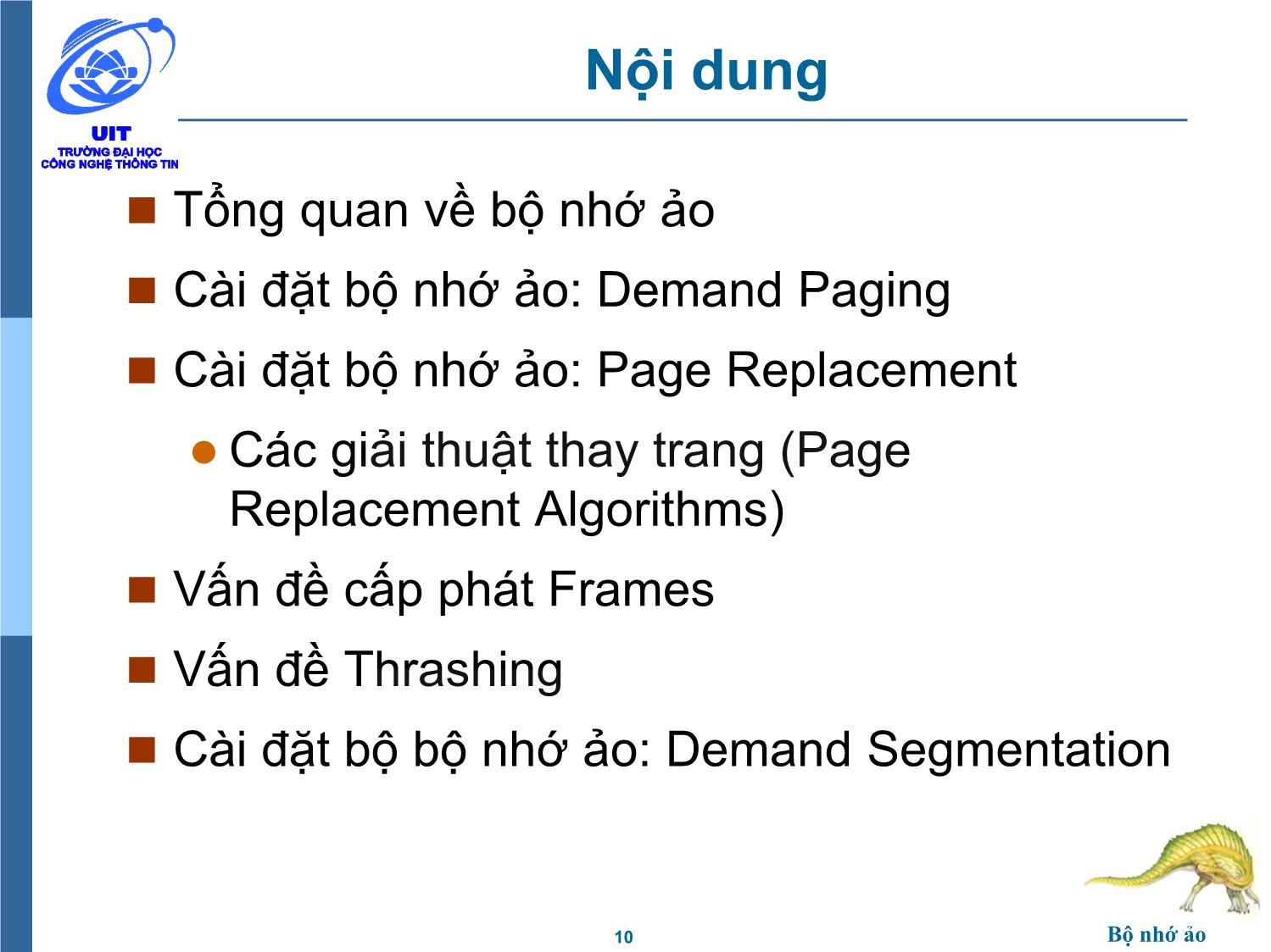 Bài giảng Hệ điều hành - Chương 8: Bộ nhớ ảo - Trần Thị Như Nguyệt trang 10