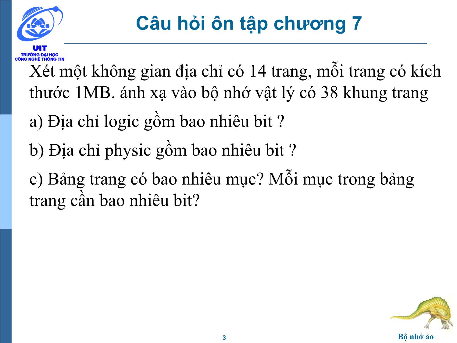 Bài giảng Hệ điều hành - Chương 8: Bộ nhớ ảo - Trần Thị Như Nguyệt trang 3