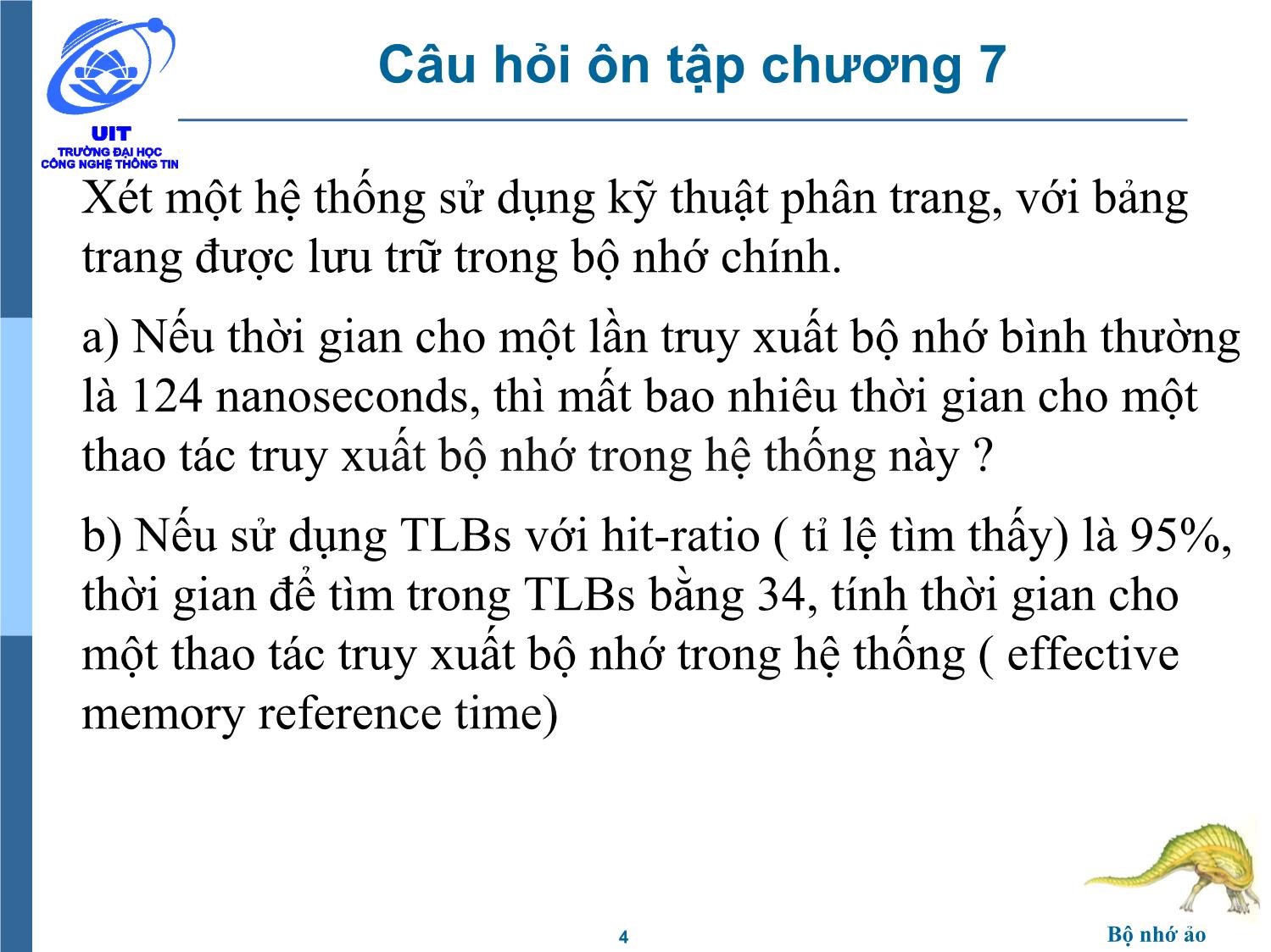 Bài giảng Hệ điều hành - Chương 8: Bộ nhớ ảo - Trần Thị Như Nguyệt trang 4