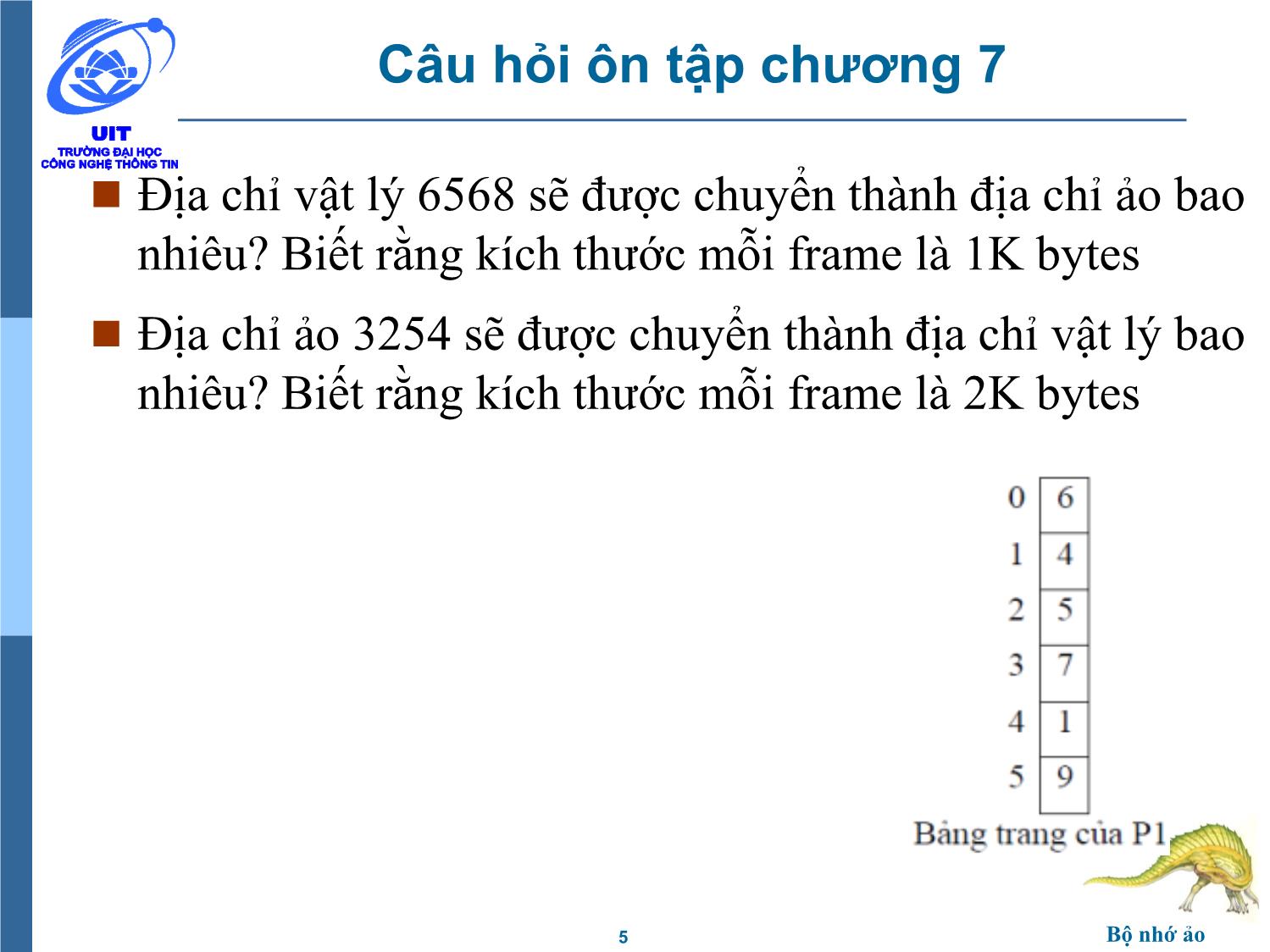 Bài giảng Hệ điều hành - Chương 8: Bộ nhớ ảo - Trần Thị Như Nguyệt trang 5