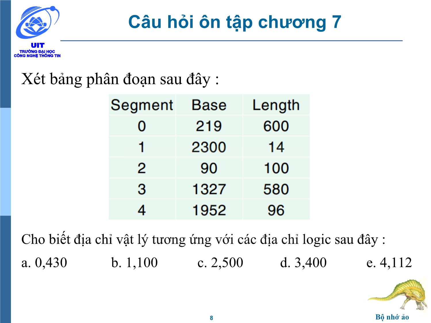 Bài giảng Hệ điều hành - Chương 8: Bộ nhớ ảo - Trần Thị Như Nguyệt trang 8