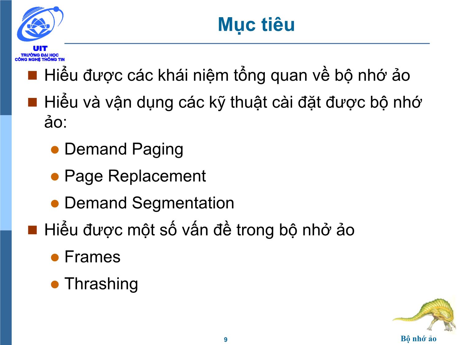 Bài giảng Hệ điều hành - Chương 8: Bộ nhớ ảo - Trần Thị Như Nguyệt trang 9