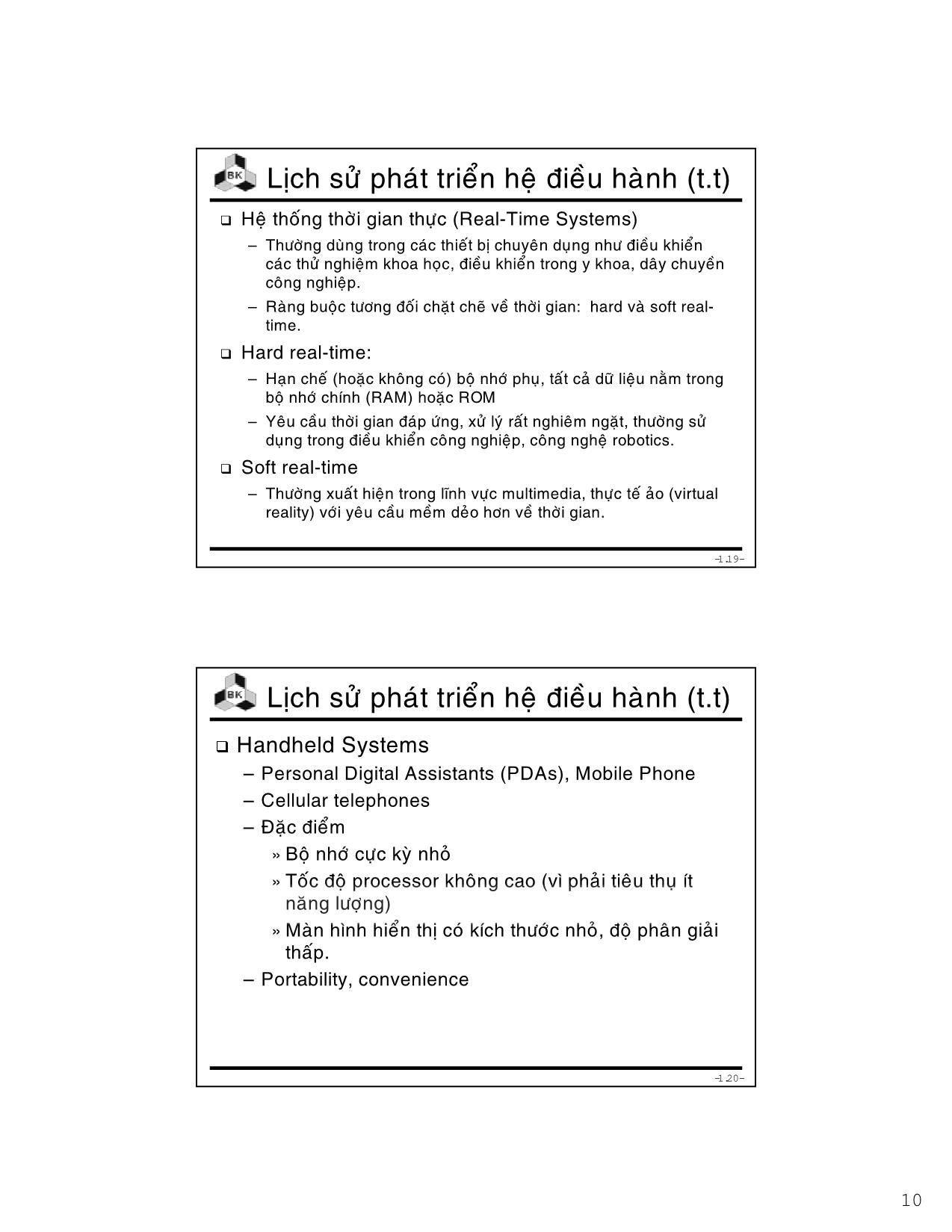 Bài giảng Hệ điều hành - Chương 1: Tổng quan về hệ điều hành - Lê Ngọc Minh trang 10