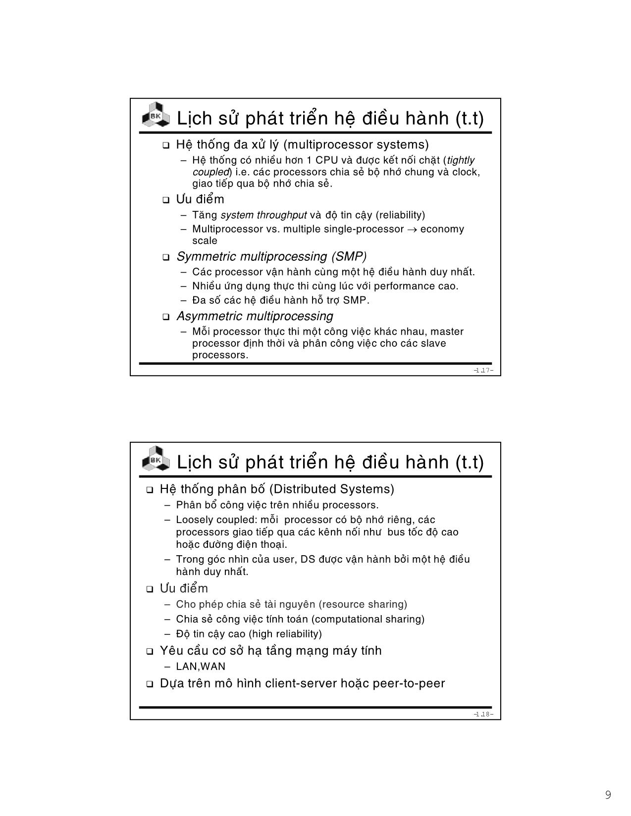 Bài giảng Hệ điều hành - Chương 1: Tổng quan về hệ điều hành - Lê Ngọc Minh trang 9