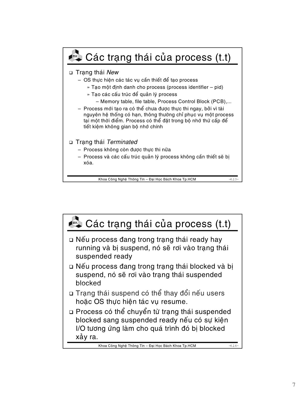 Bài giảng Hệ điều hành - Chương 2: Khái niệm về quá trình - Lê Ngọc Minh trang 7