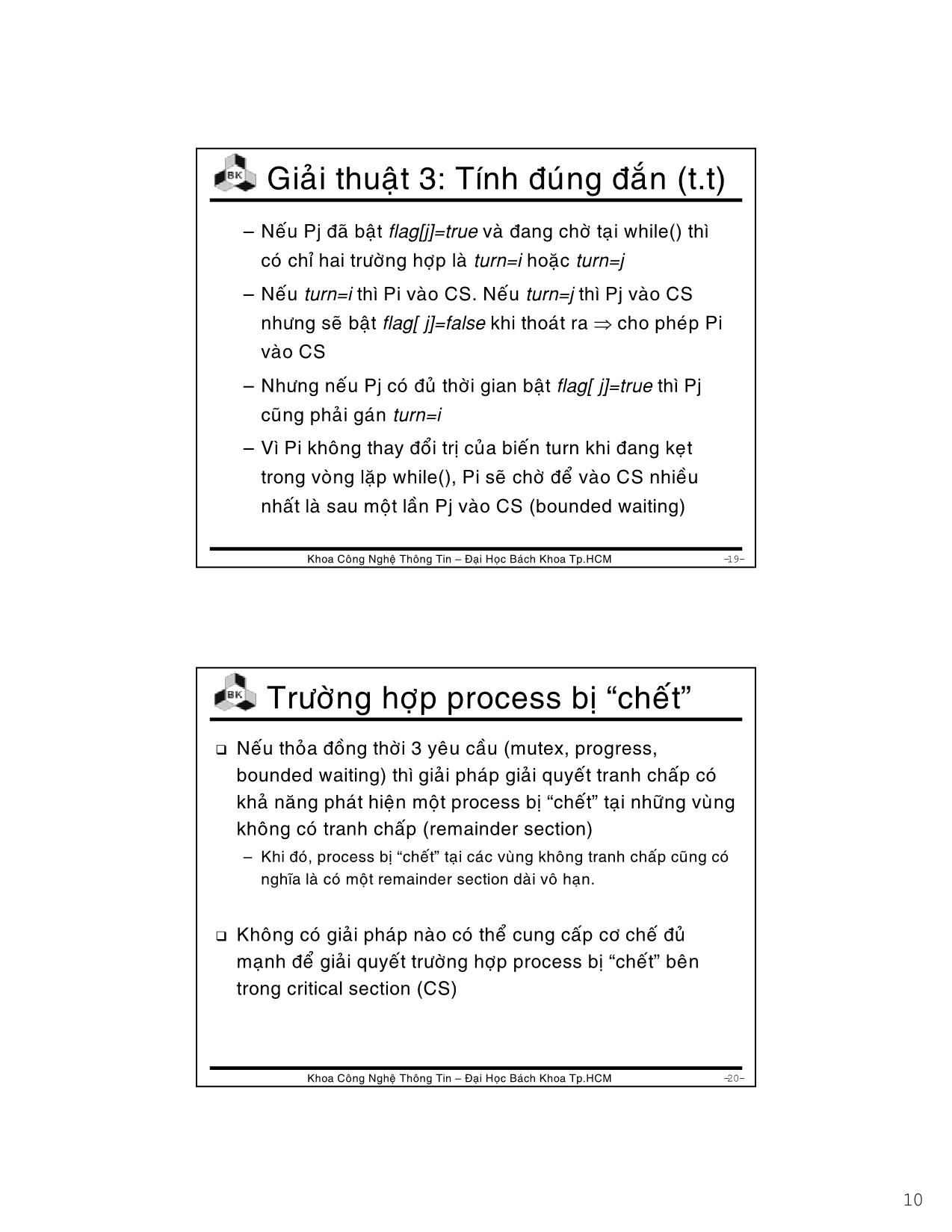 Bài giảng Hệ điều hành - Chương 3: Đồng bộ và giải quyết tranh chấp - Lê Ngọc Minh trang 10