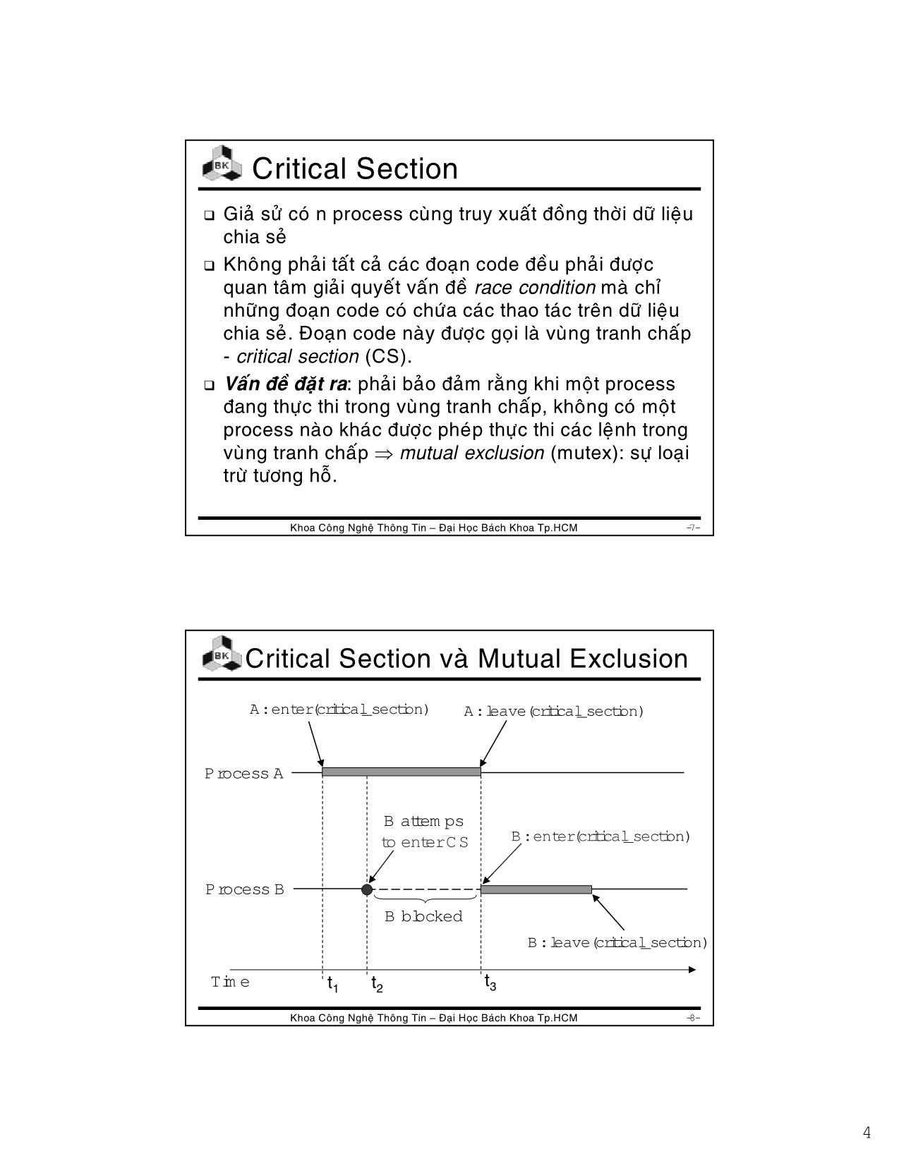 Bài giảng Hệ điều hành - Chương 3: Đồng bộ và giải quyết tranh chấp - Lê Ngọc Minh trang 4
