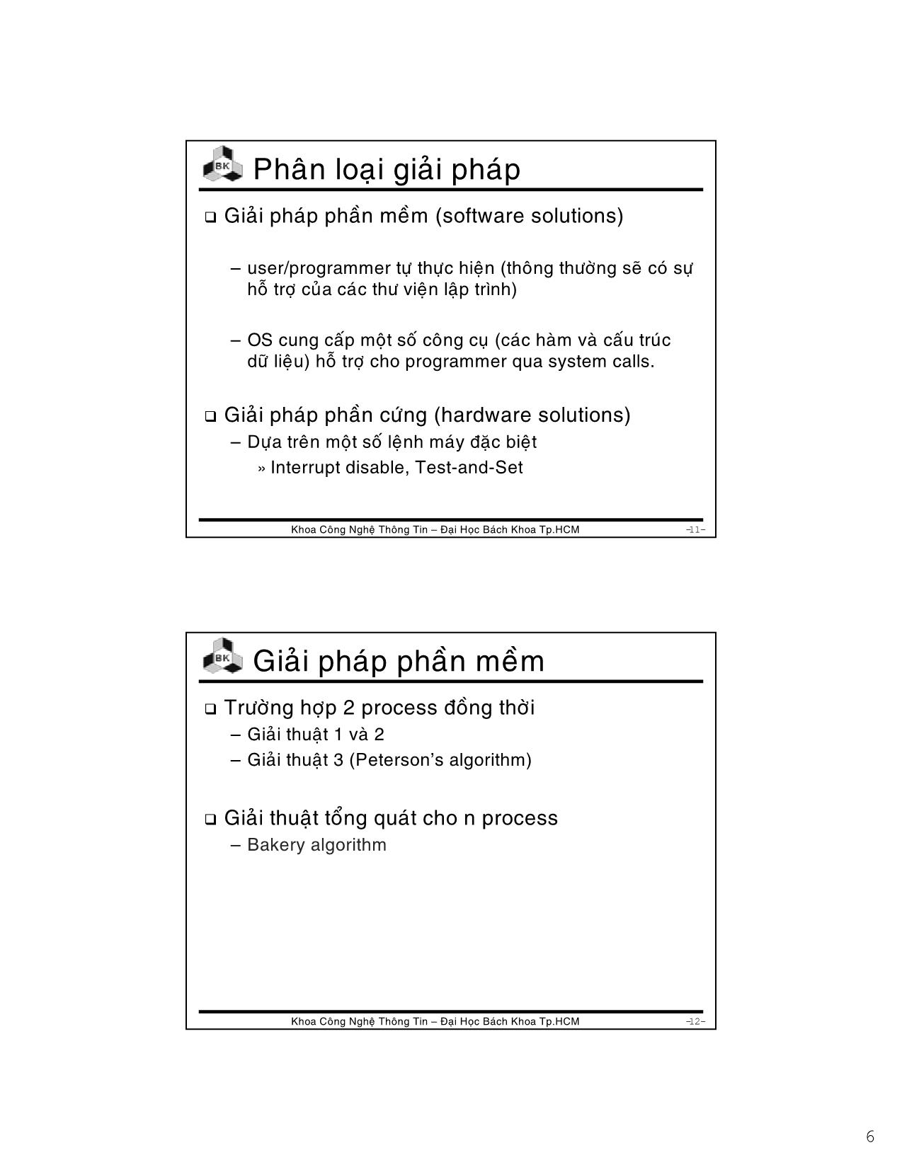 Bài giảng Hệ điều hành - Chương 3: Đồng bộ và giải quyết tranh chấp - Lê Ngọc Minh trang 6