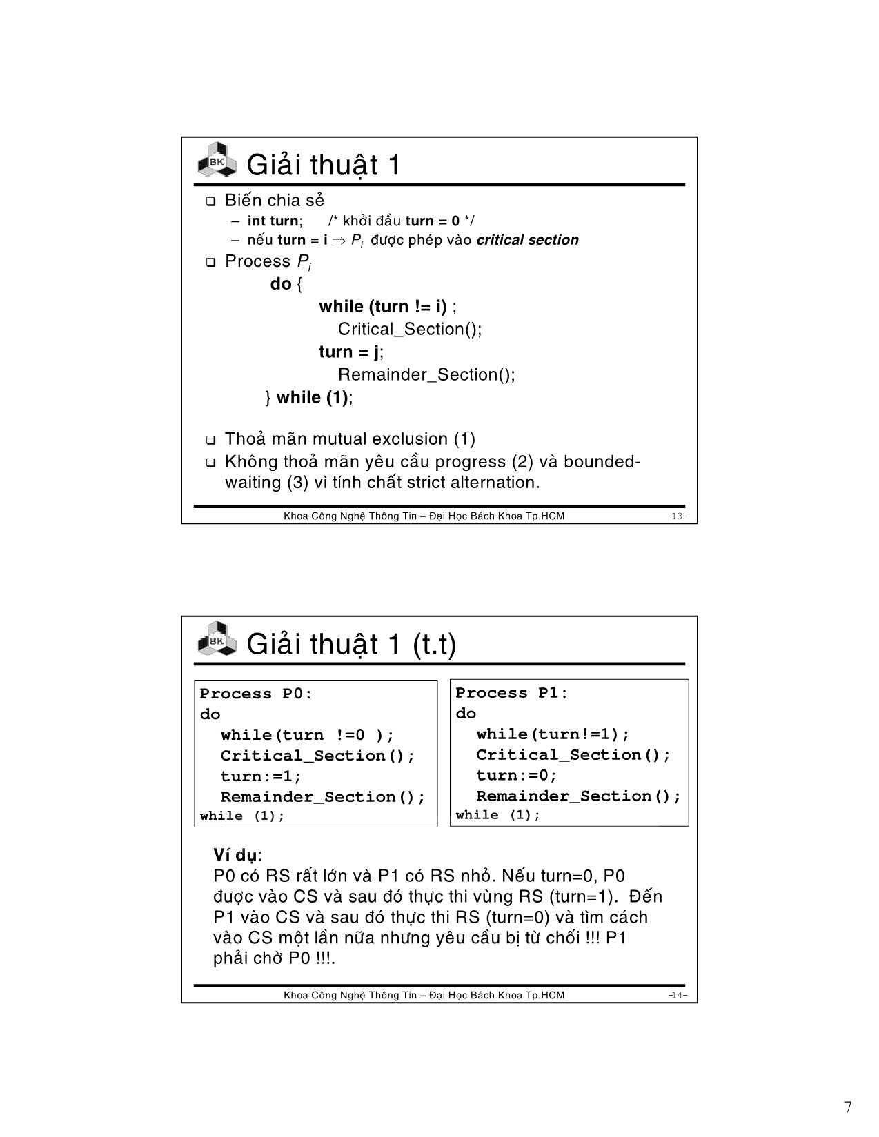 Bài giảng Hệ điều hành - Chương 3: Đồng bộ và giải quyết tranh chấp - Lê Ngọc Minh trang 7