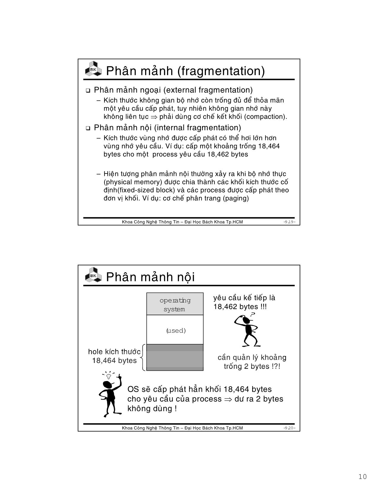 Bài giảng Hệ điều hành - Chương 6: Memory management - Lê Ngọc Minh trang 10