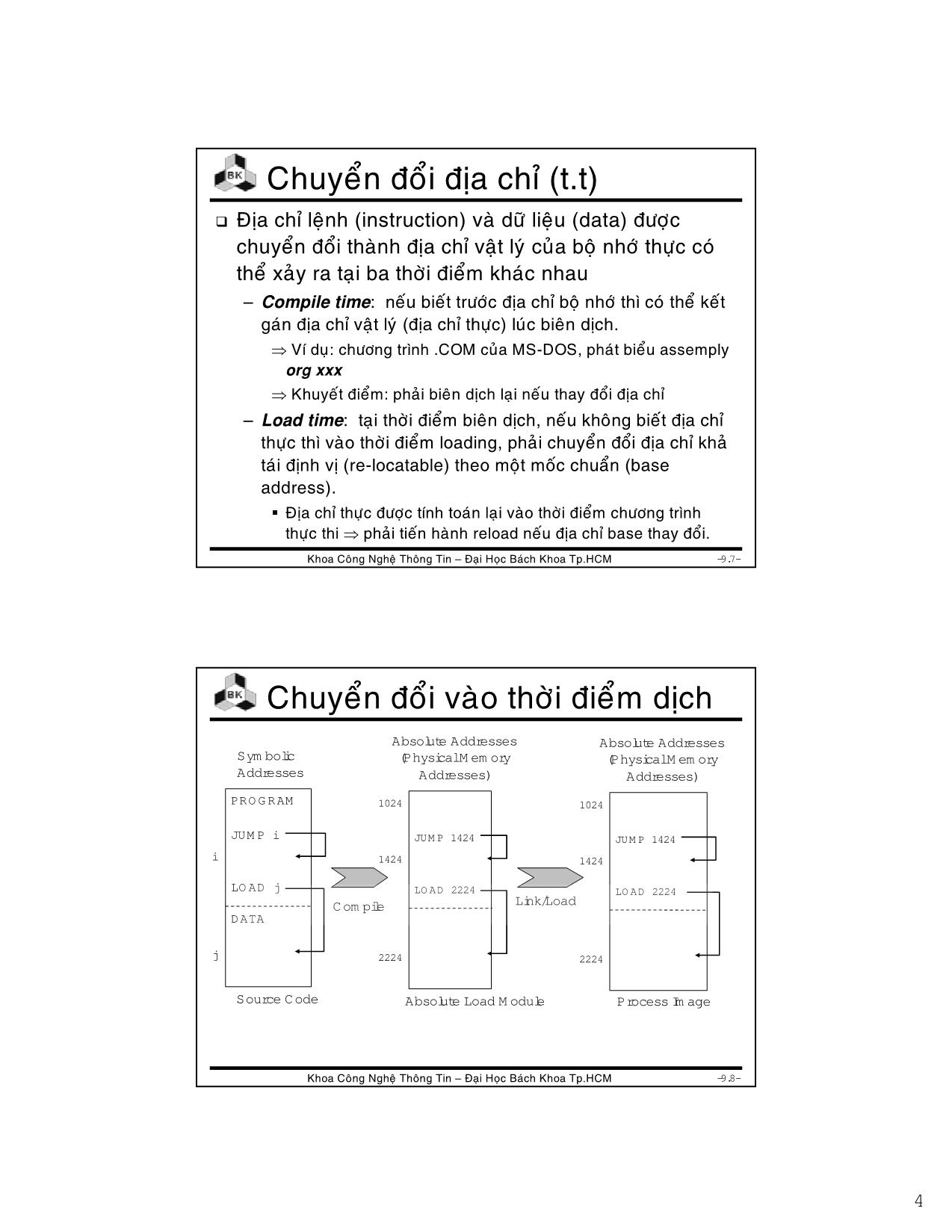 Bài giảng Hệ điều hành - Chương 6: Memory management - Lê Ngọc Minh trang 4