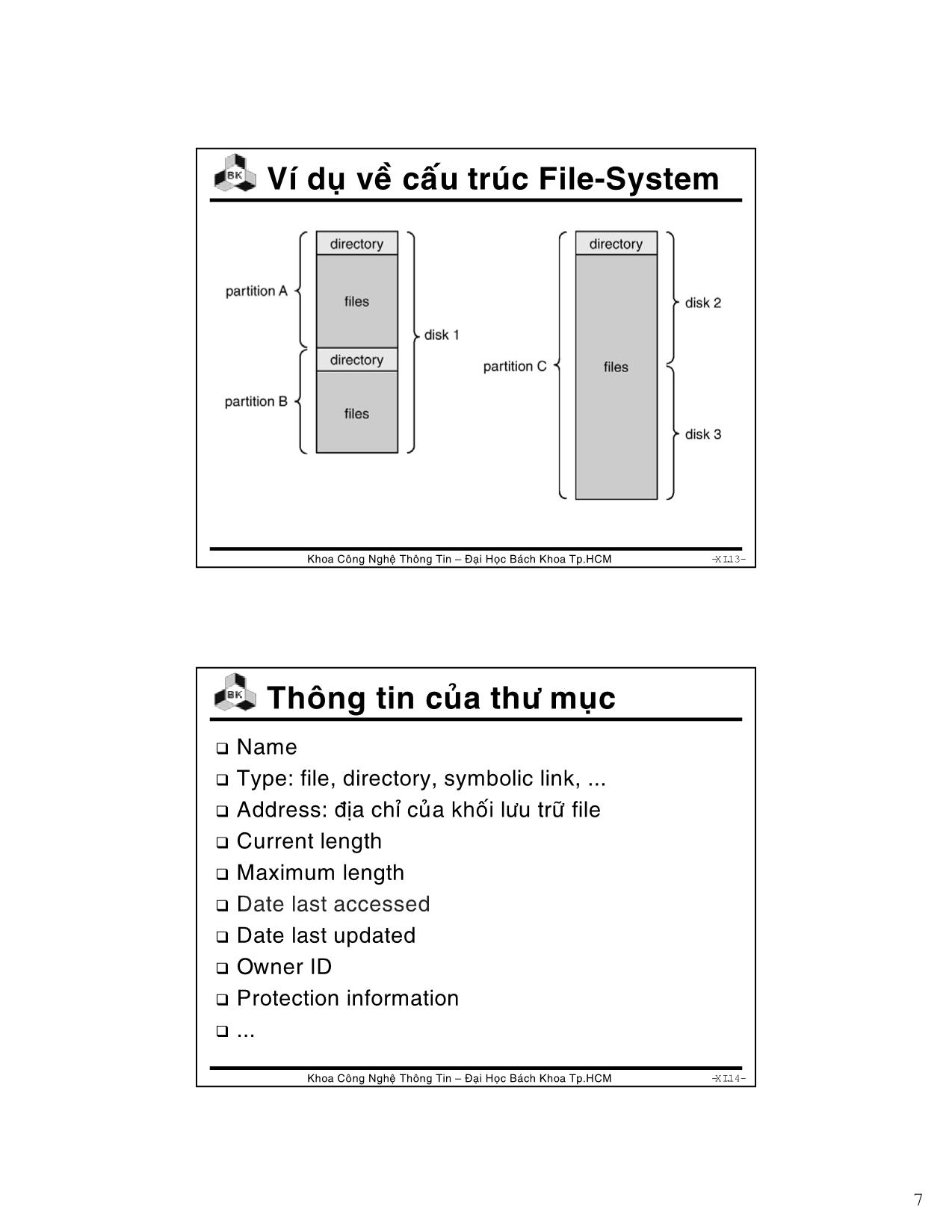 Bài giảng Hệ điều hành - Chương 8: File. System interface - Lê Ngọc Minh trang 7