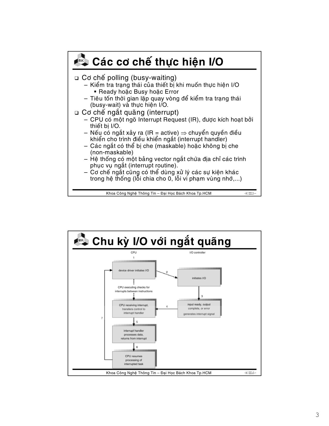 Bài giảng Hệ điều hành - Chương 9: I/O system - Lê Ngọc Minh trang 3