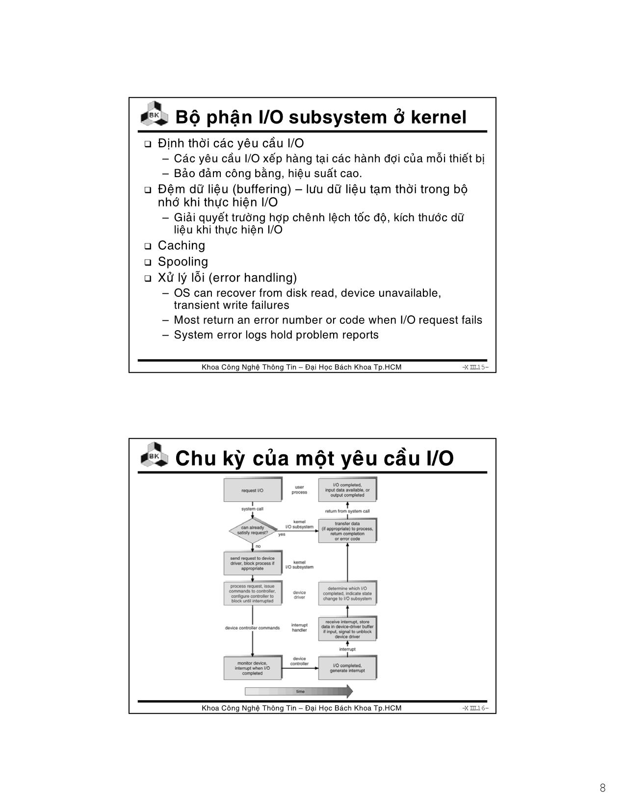 Bài giảng Hệ điều hành - Chương 9: I/O system - Lê Ngọc Minh trang 8