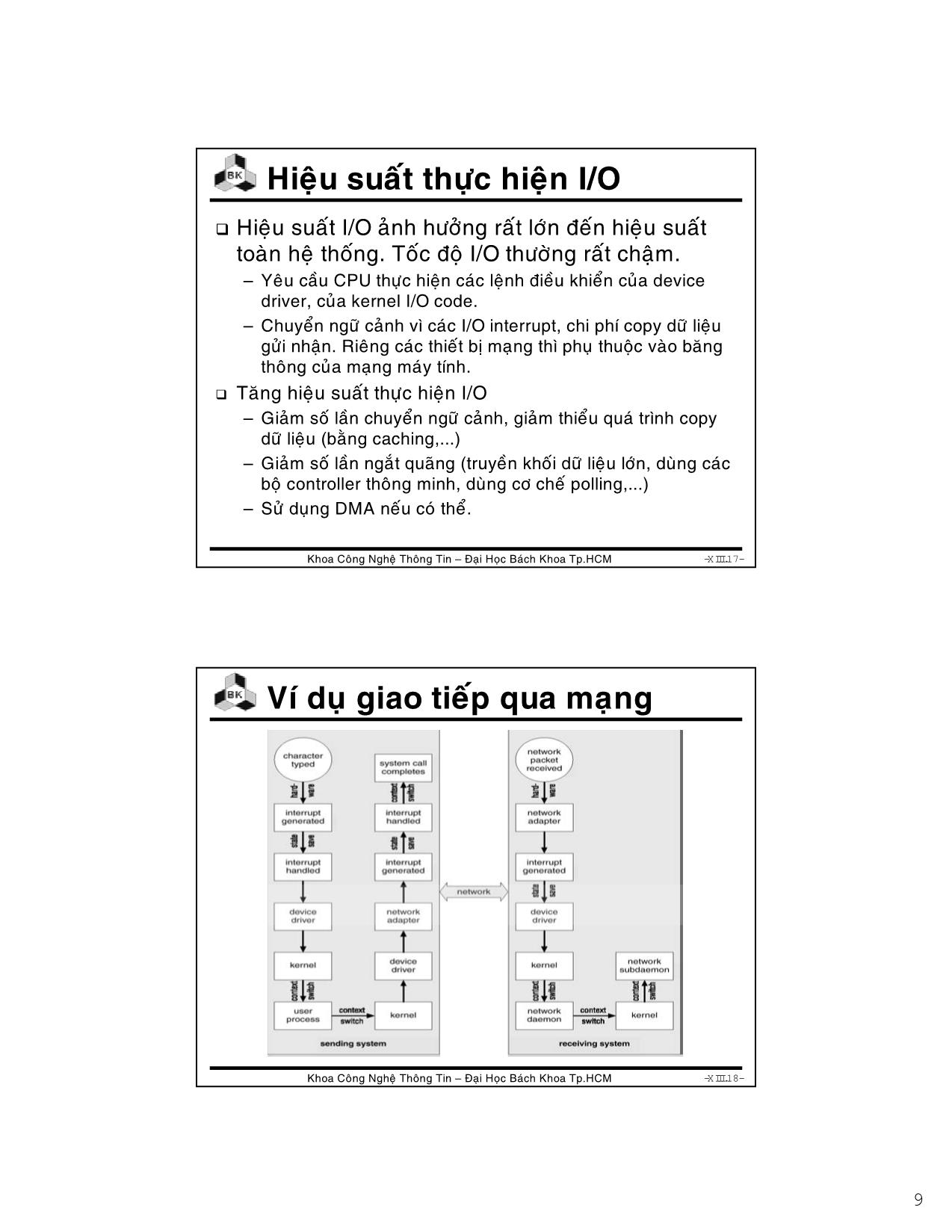 Bài giảng Hệ điều hành - Chương 9: I/O system - Lê Ngọc Minh trang 9