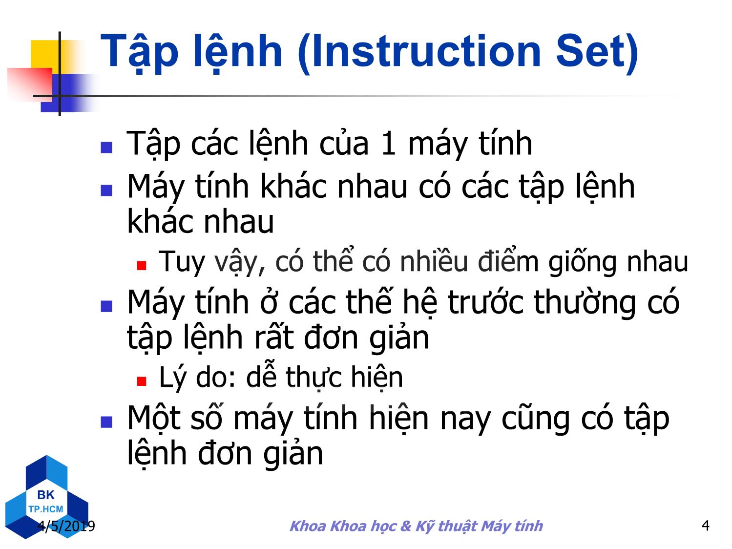 Bài giảng Kiến trúc máy tính - Chương 2: Ngôn ngữ máy, tập lệnh trang 4