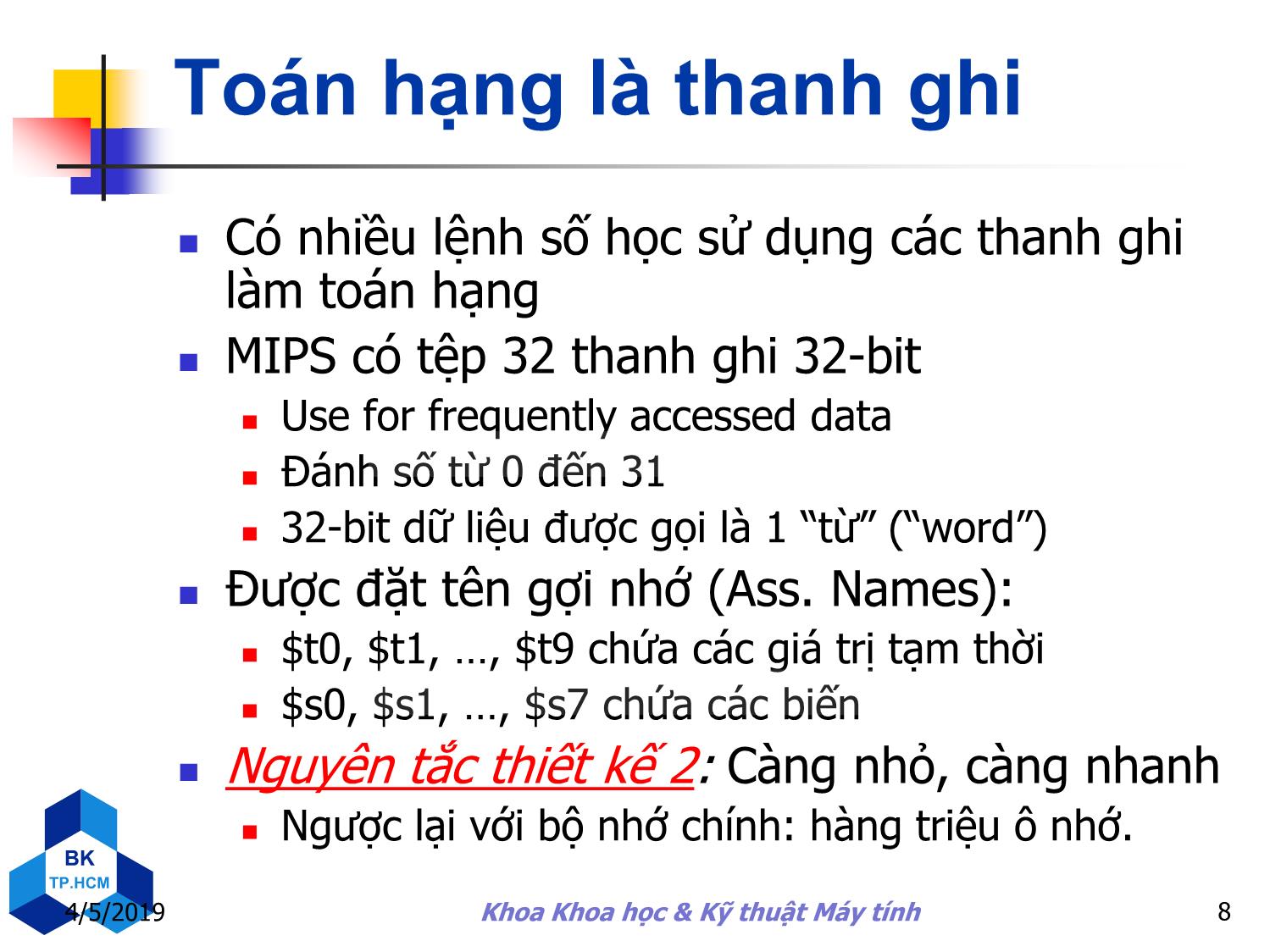 Bài giảng Kiến trúc máy tính - Chương 2: Ngôn ngữ máy, tập lệnh trang 8