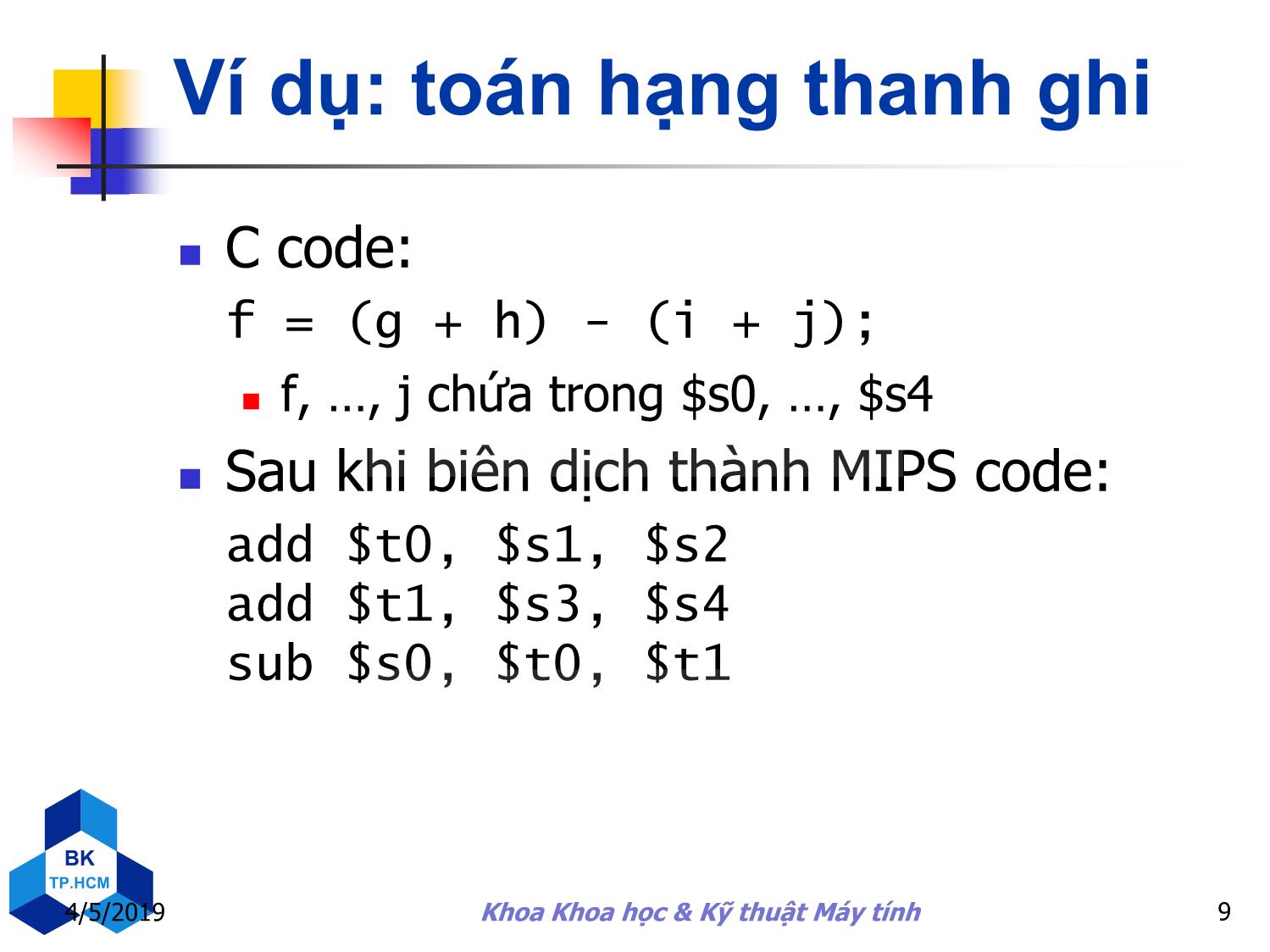 Bài giảng Kiến trúc máy tính - Chương 2: Ngôn ngữ máy, tập lệnh trang 9