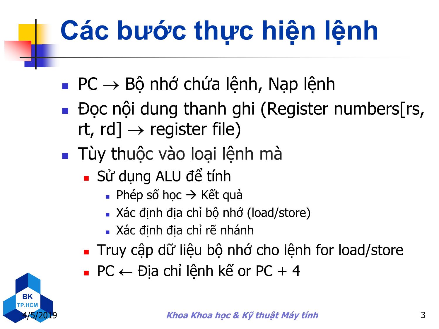 Bài giảng môn Kiến trúc máy tính - Chương 4: Bộ xử lý trang 3