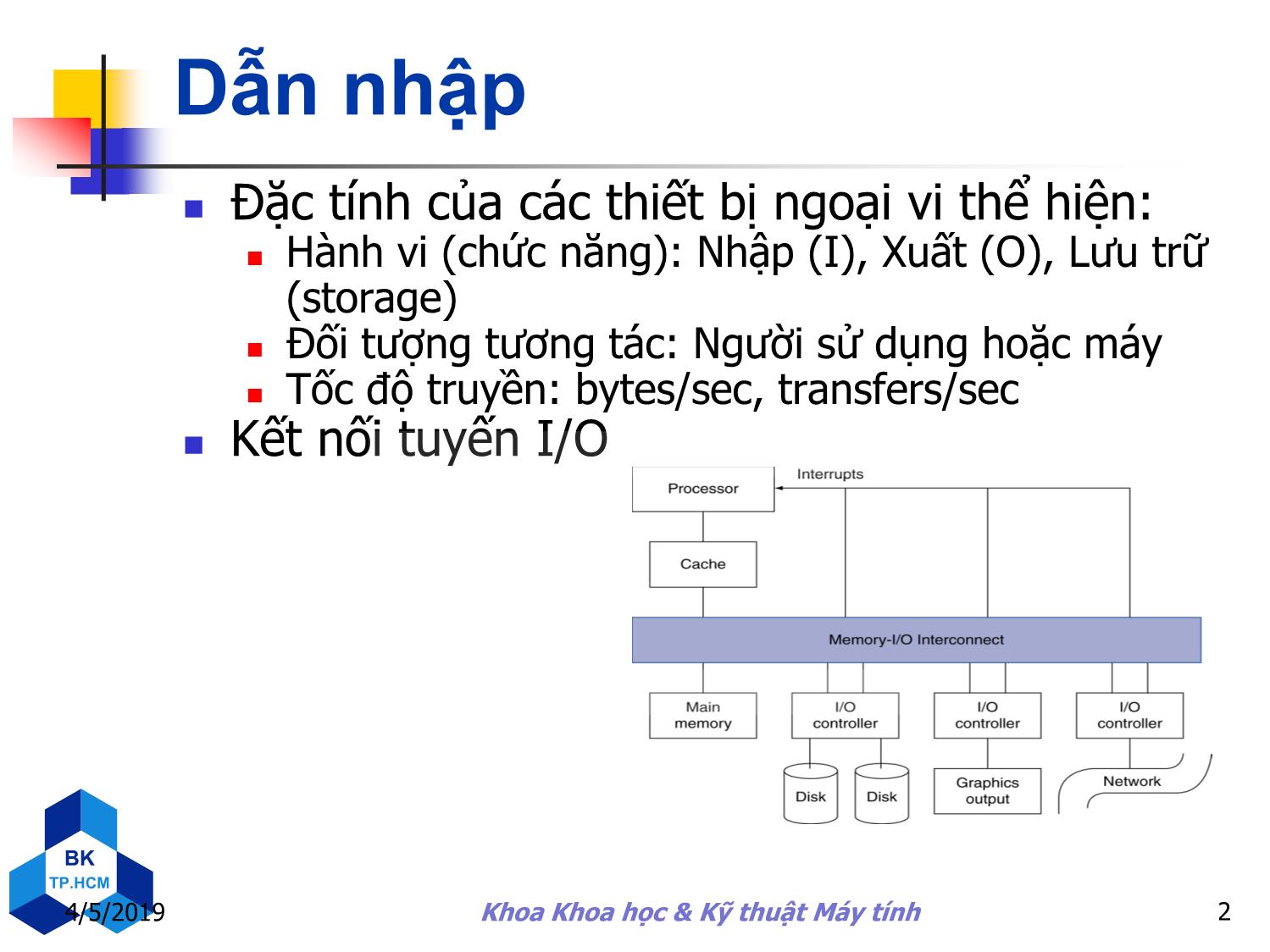 Bài giảng Kiến trúc máy tính - Chương 6: Hệ thống lưu trữ và các thiết bị xuất/nhập khác trang 2