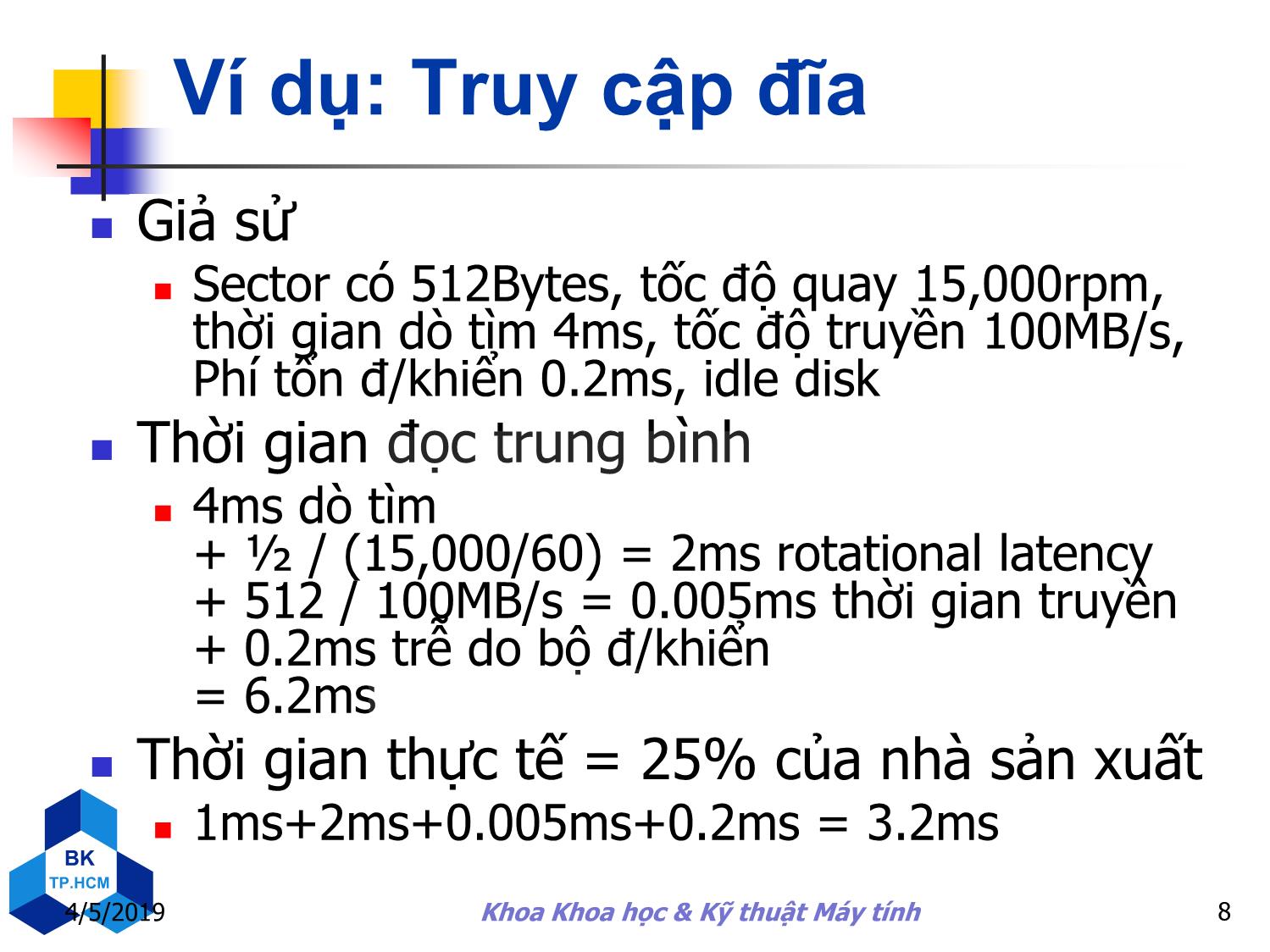 Bài giảng Kiến trúc máy tính - Chương 6: Hệ thống lưu trữ và các thiết bị xuất/nhập khác trang 8