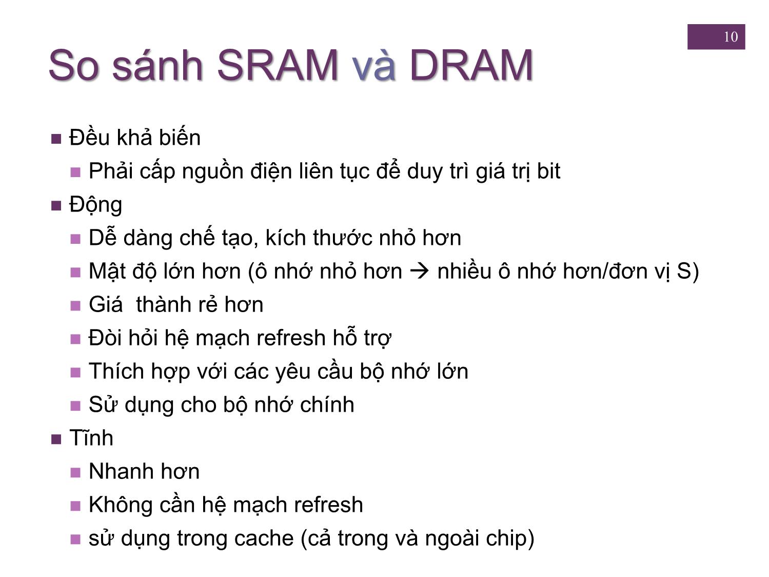 Bài giảng Kiến trúc máy tính - Chương 5: Bộ nhớ trong - Nguyễn Hằng Phương trang 10