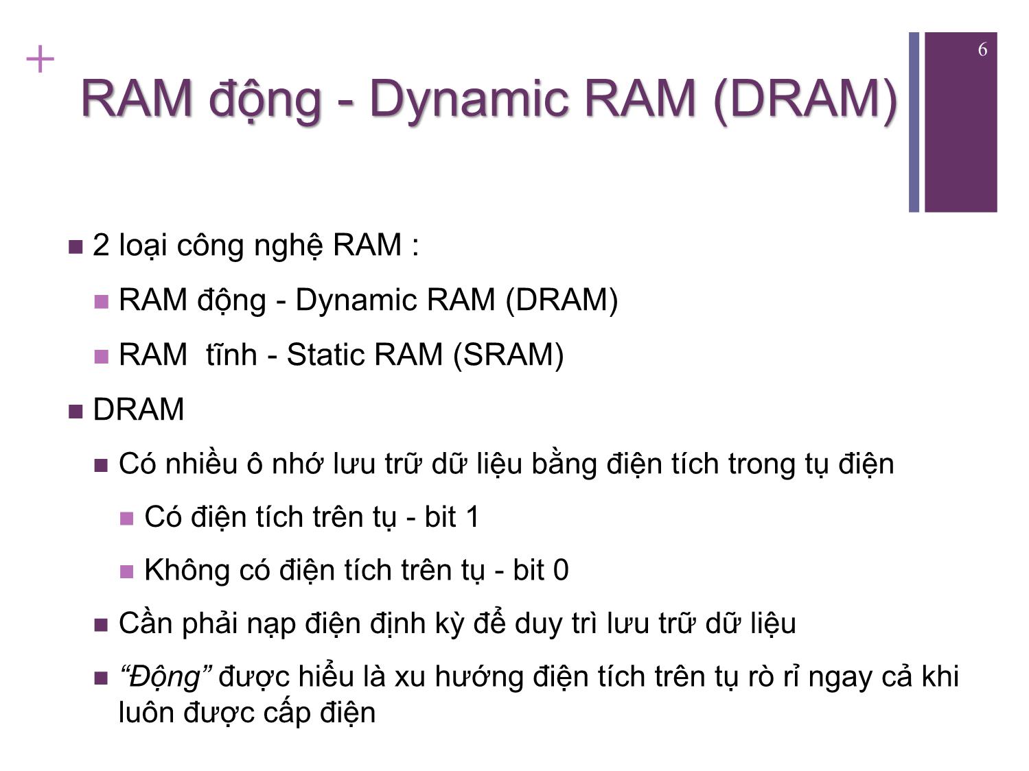 Bài giảng Kiến trúc máy tính - Chương 5: Bộ nhớ trong - Nguyễn Hằng Phương trang 6