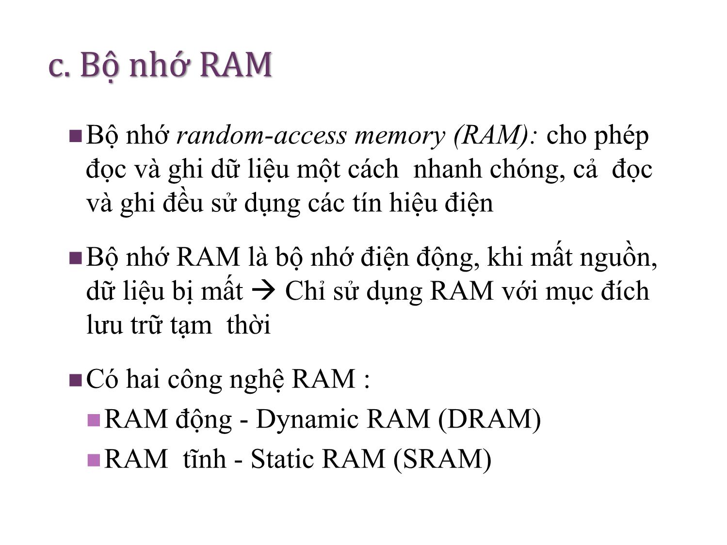 Bài giảng Kiến trúc máy tính - Chương 5: Bộ nhớ trong - Nguyễn Thị Phương trang 5